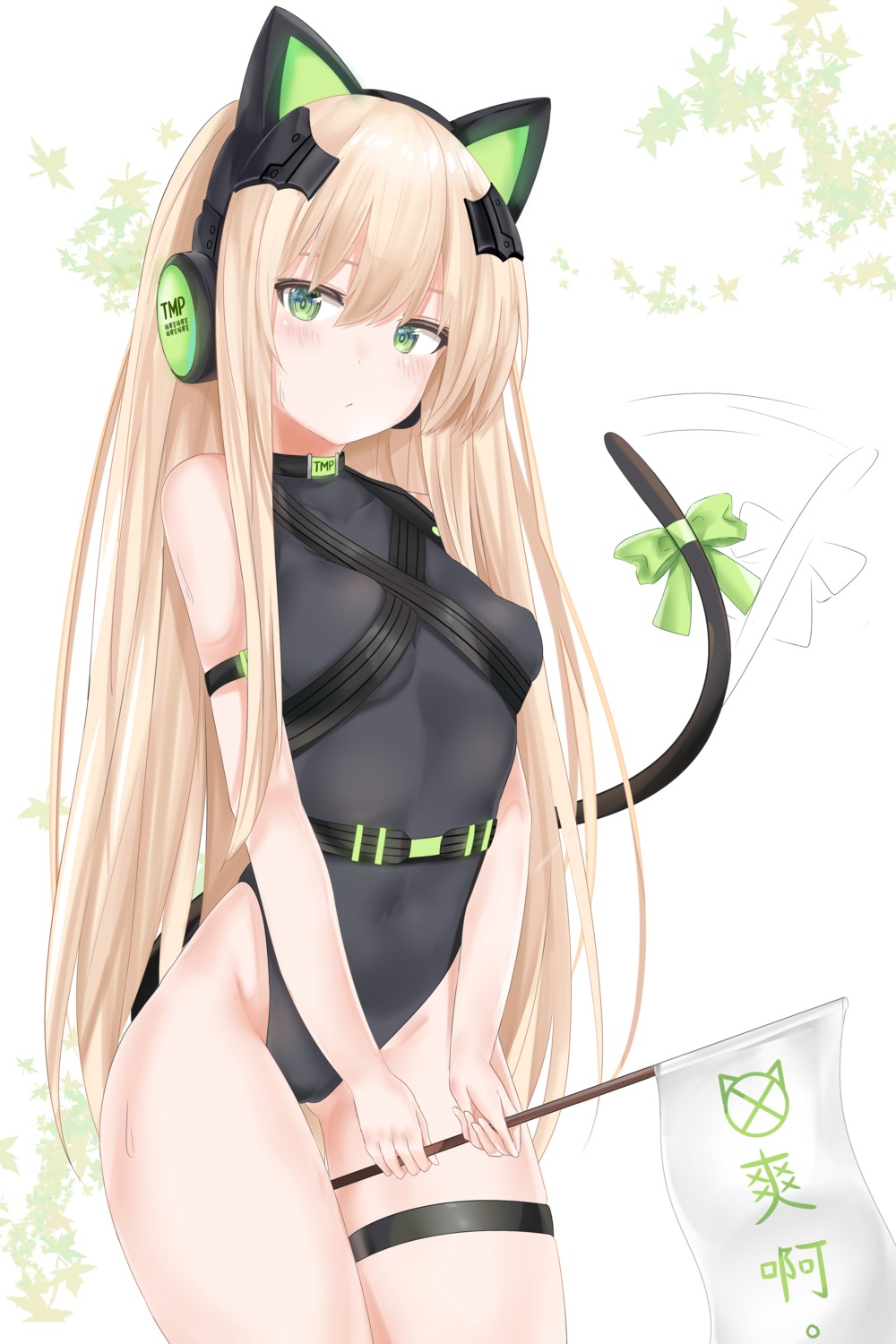 animal_ears garter girls_frontline headphones leotard nekomimi ru_zhai tail tmp_(girls_frontline)