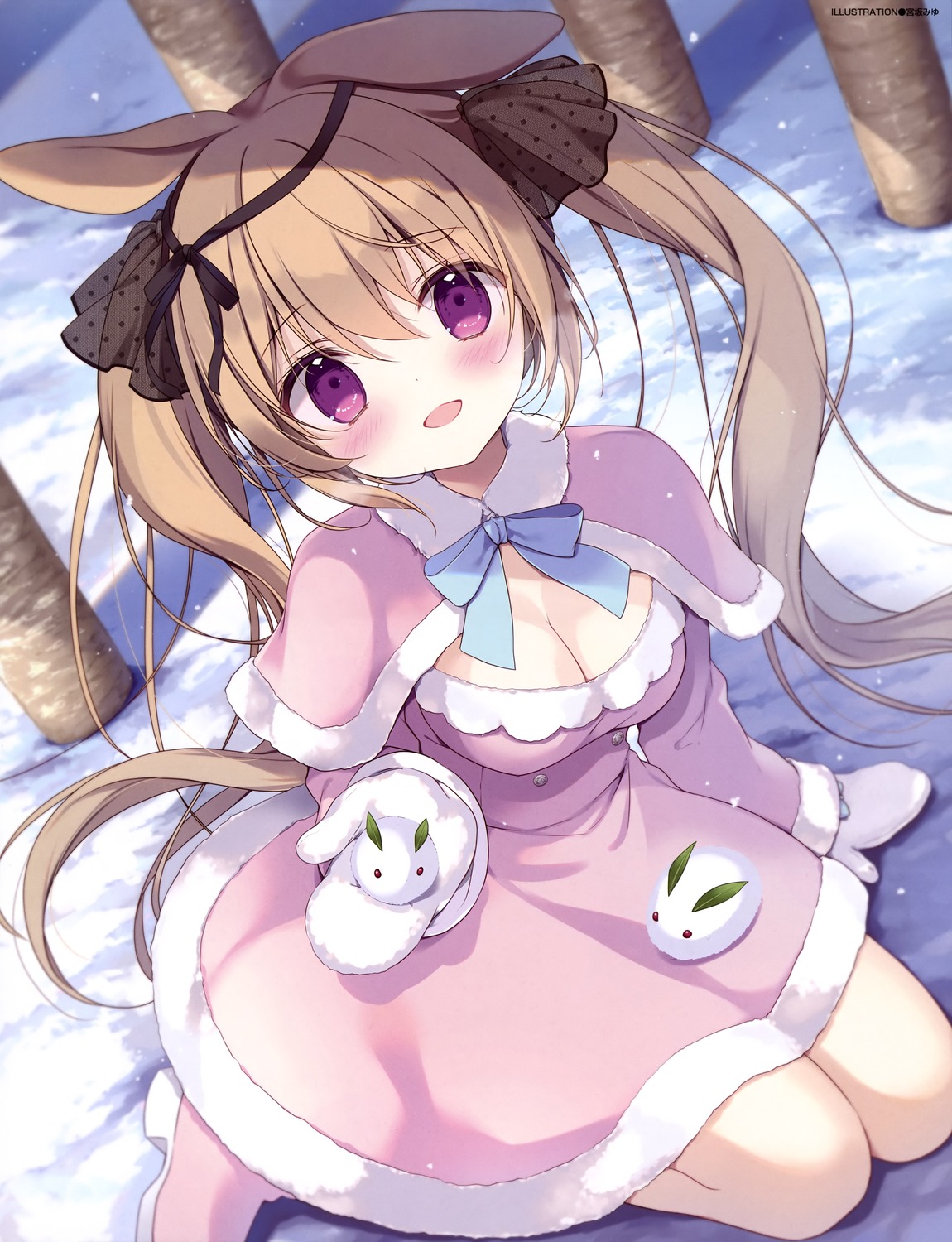 animal_ears bunny_ears dress miyasaka_miyu no_bra uro_(canvas+garden)