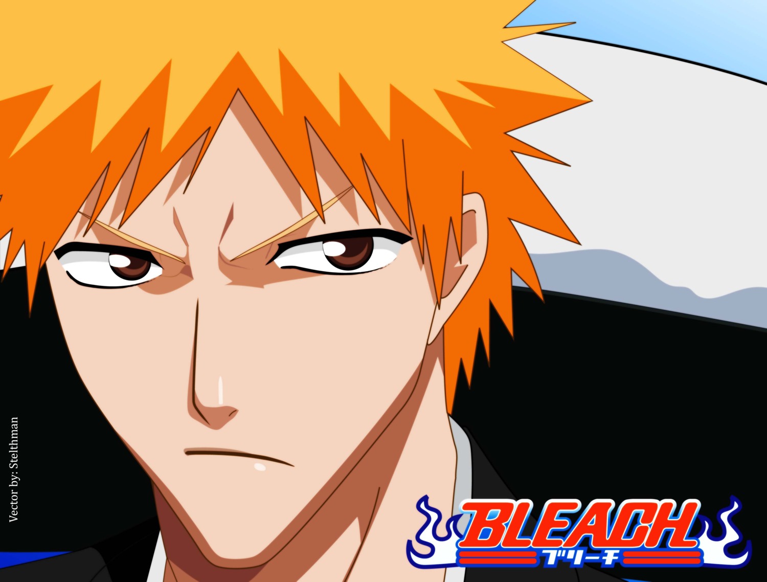 bleach kurosaki_ichigo male sword vector_trace watermark