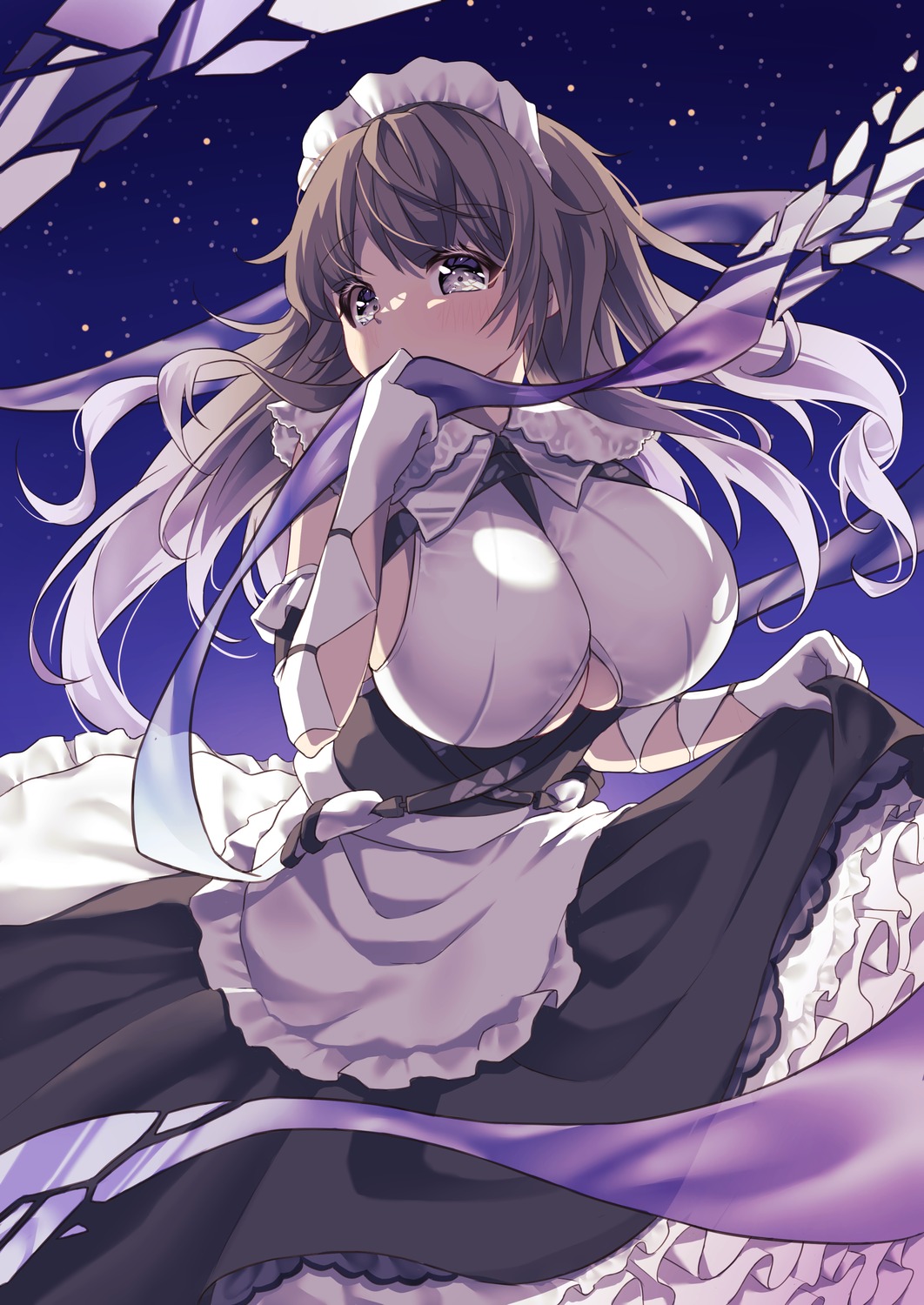 azur_lane charybdis_(azur_lane) classic_(zildjian33) maid no_bra skirt_lift