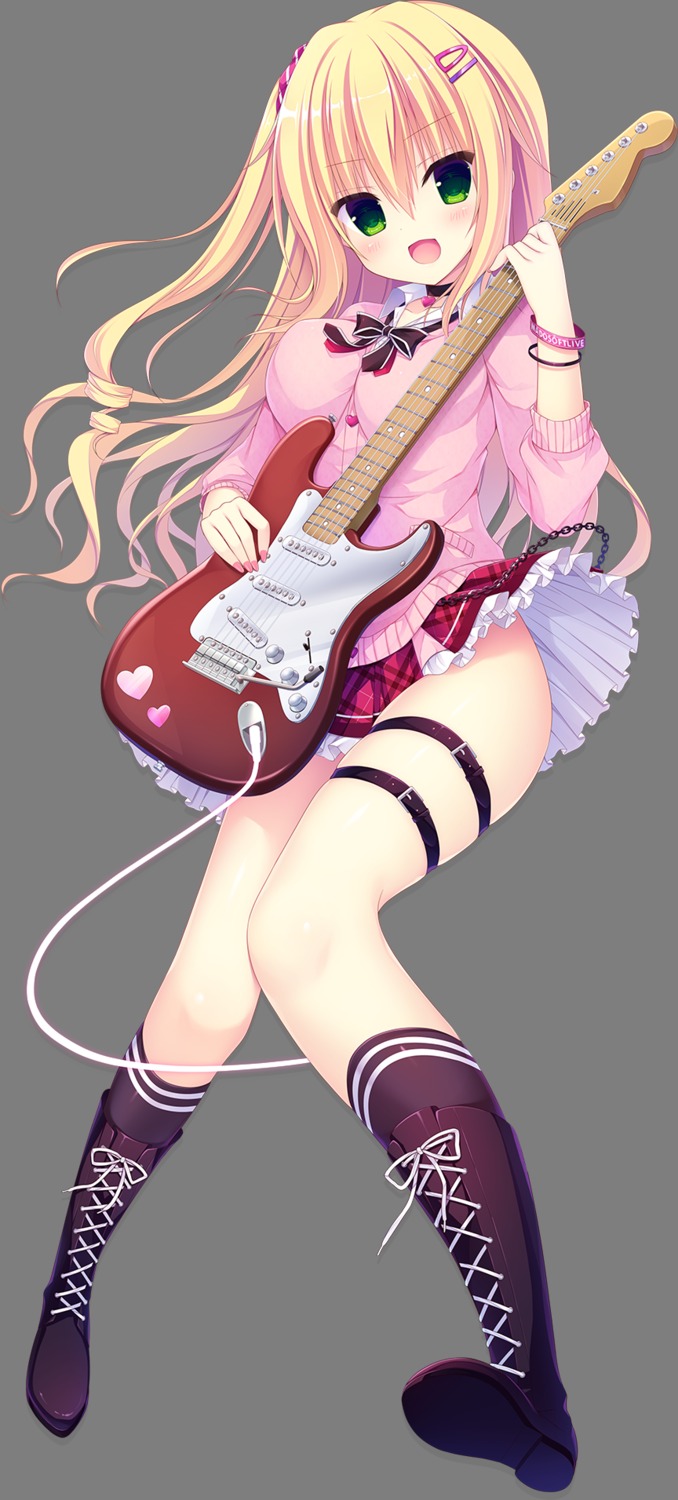 garter guitar hasune madosoft raspberry_cube seifuku skirt_lift sweater transparent_png yuduki_yuu