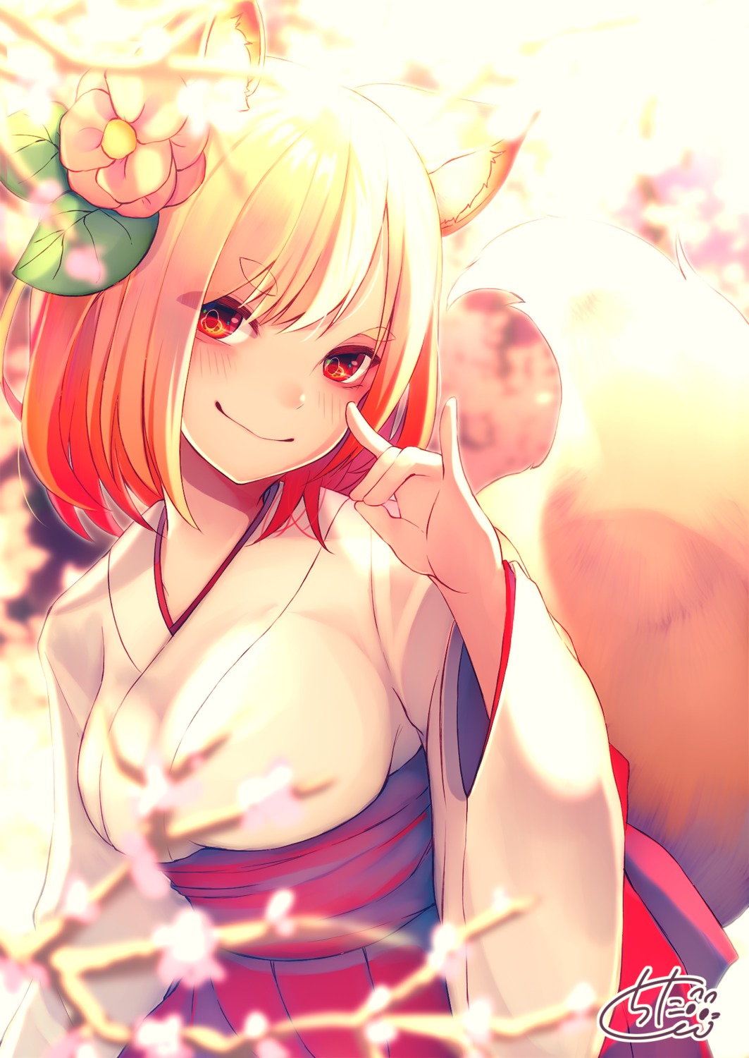 animal_ears chita_(ketchup) japanese_clothes tail