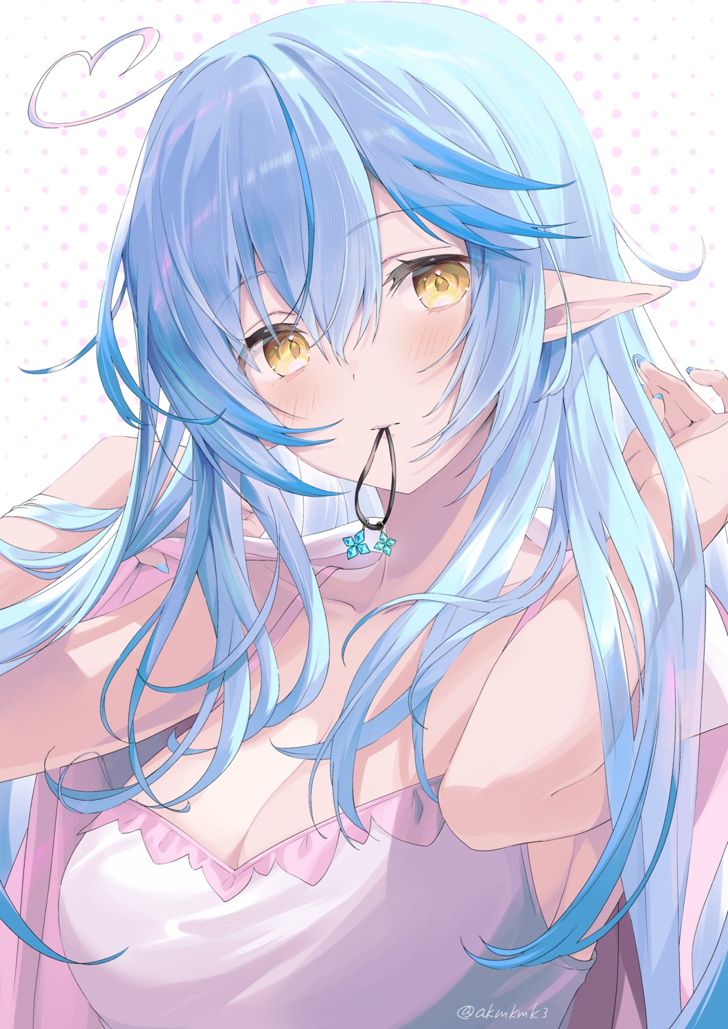 akamoku cleavage elf hololive lingerie pointy_ears yukihana_lamy