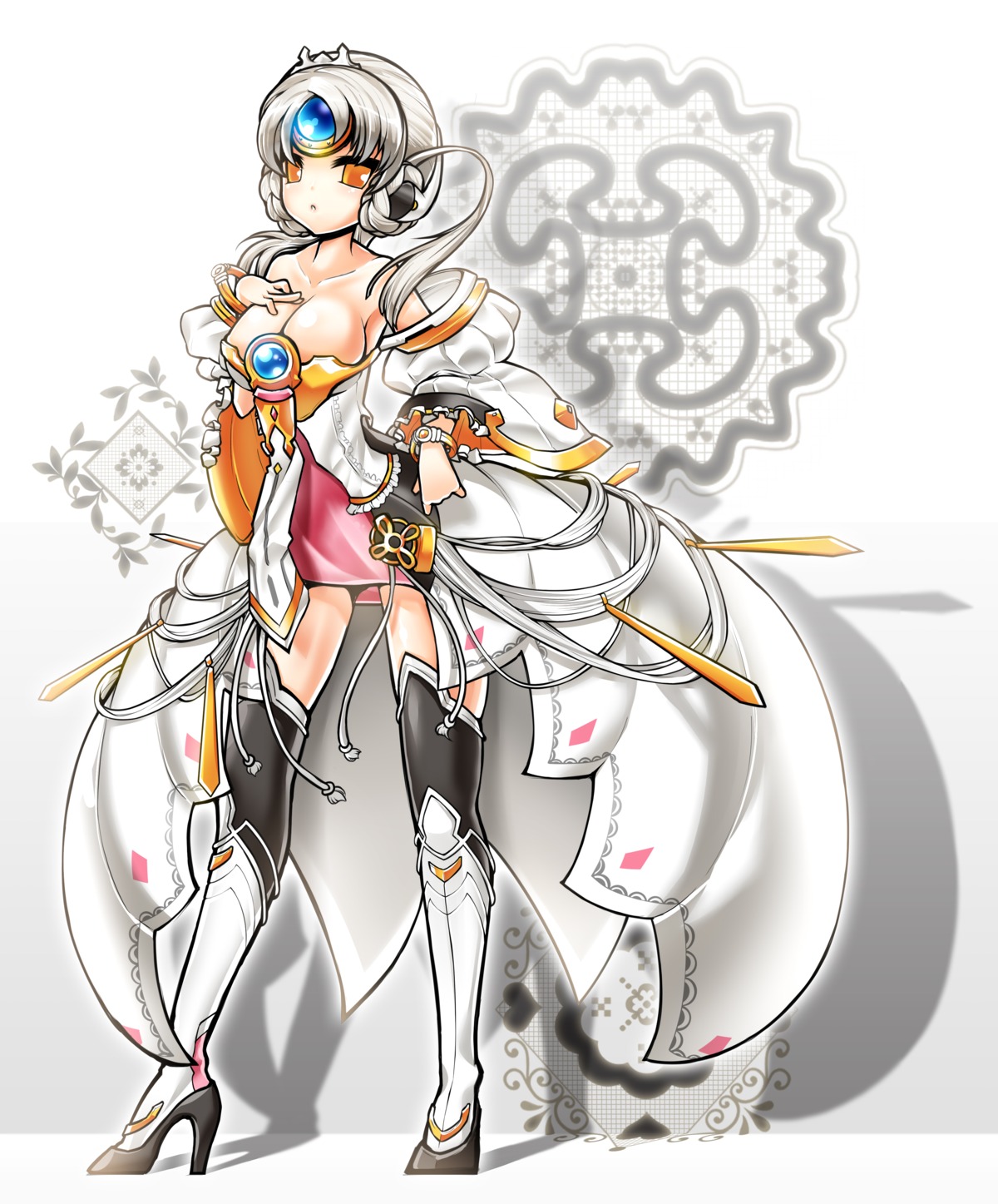 cleavage elsword eve_(elsword) poseich thighhighs
