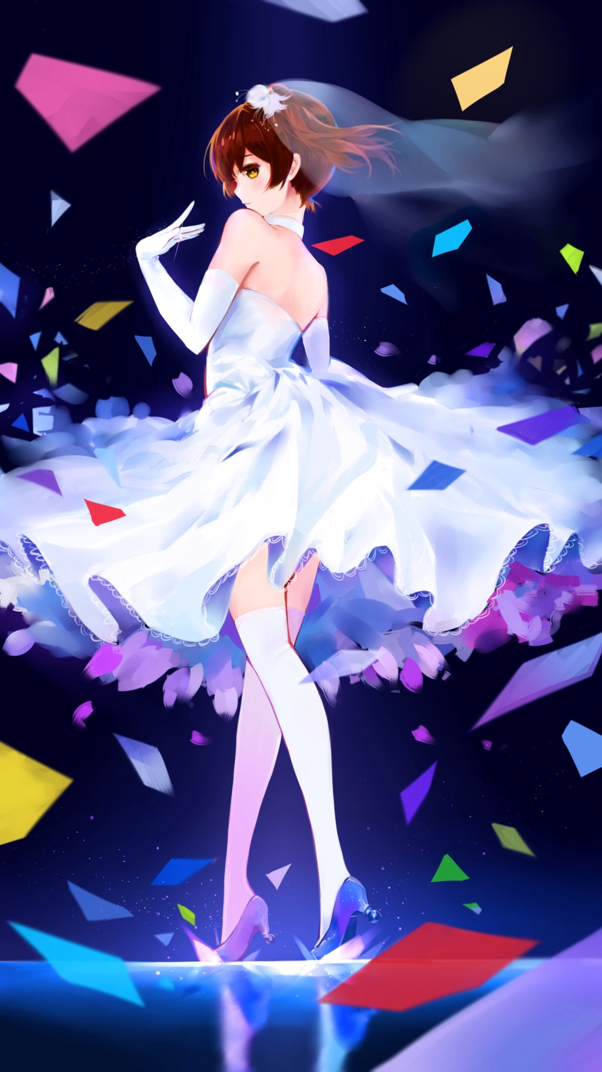 dress heels kaga_(kancolle) kantai_collection thighhighs wedding_dress yamano_(yamanoh)