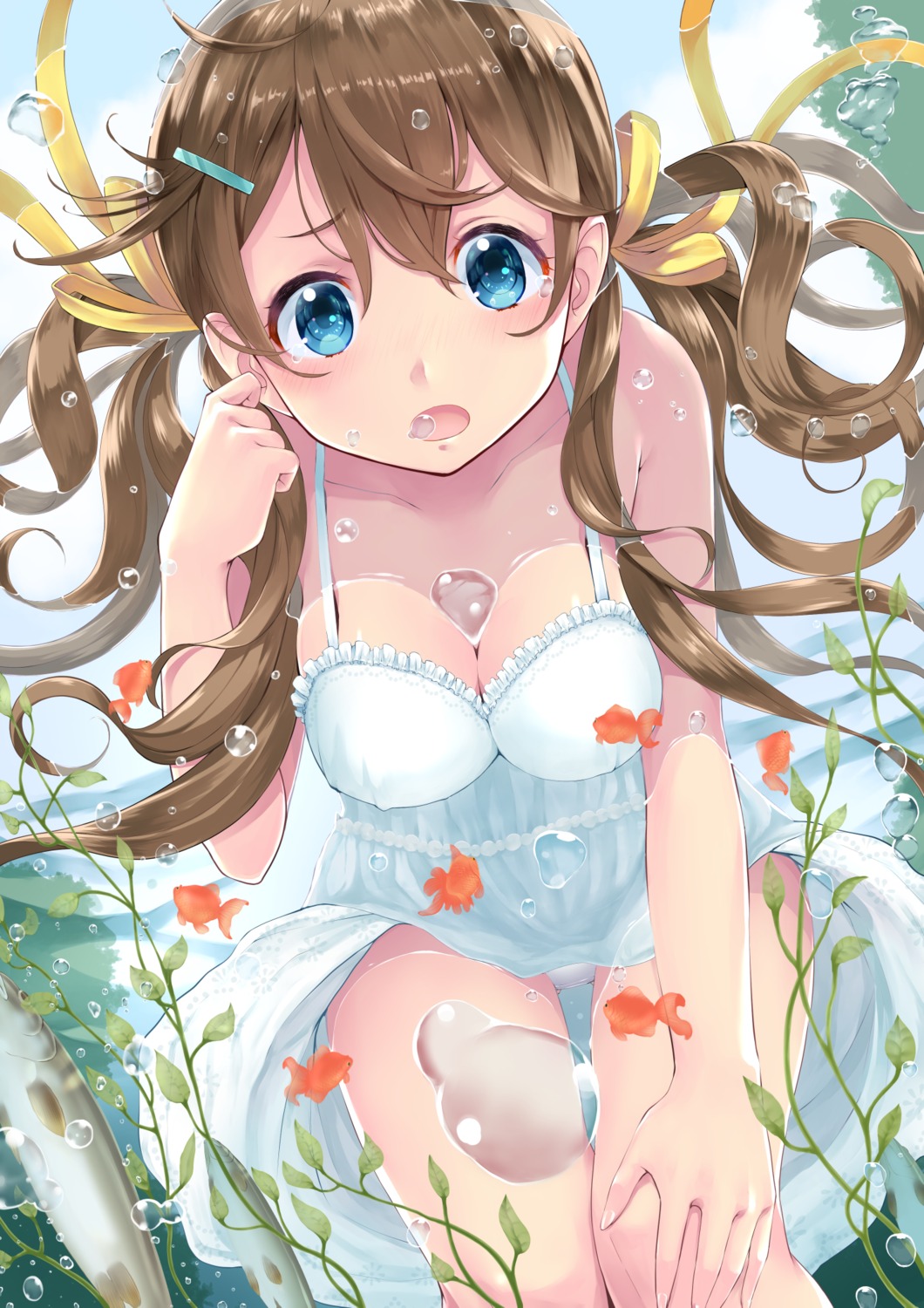 cleavage dress pantsu rin2008 summer_dress wet