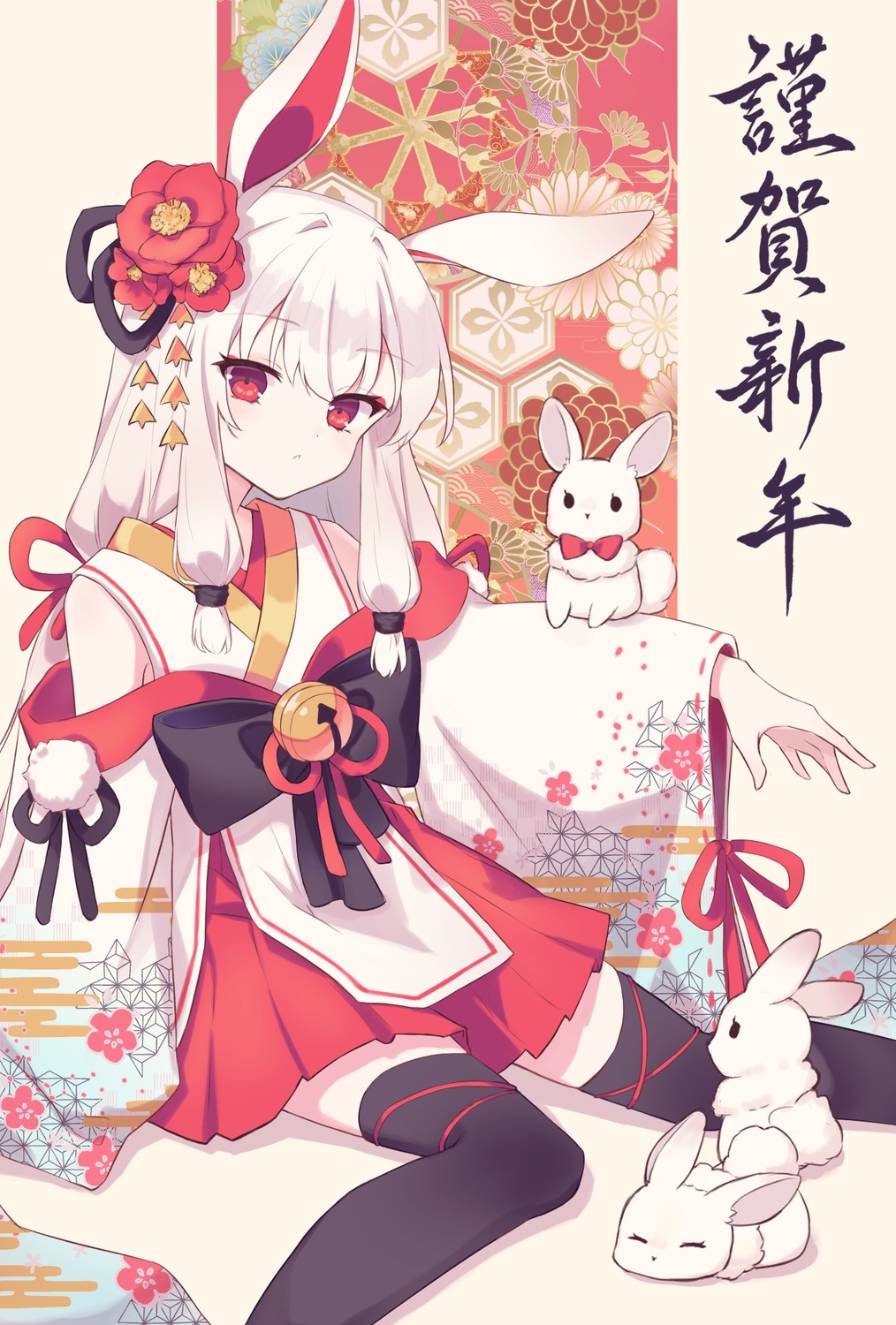 animal_ears bunny_ears japanese_clothes lesyef thighhighs