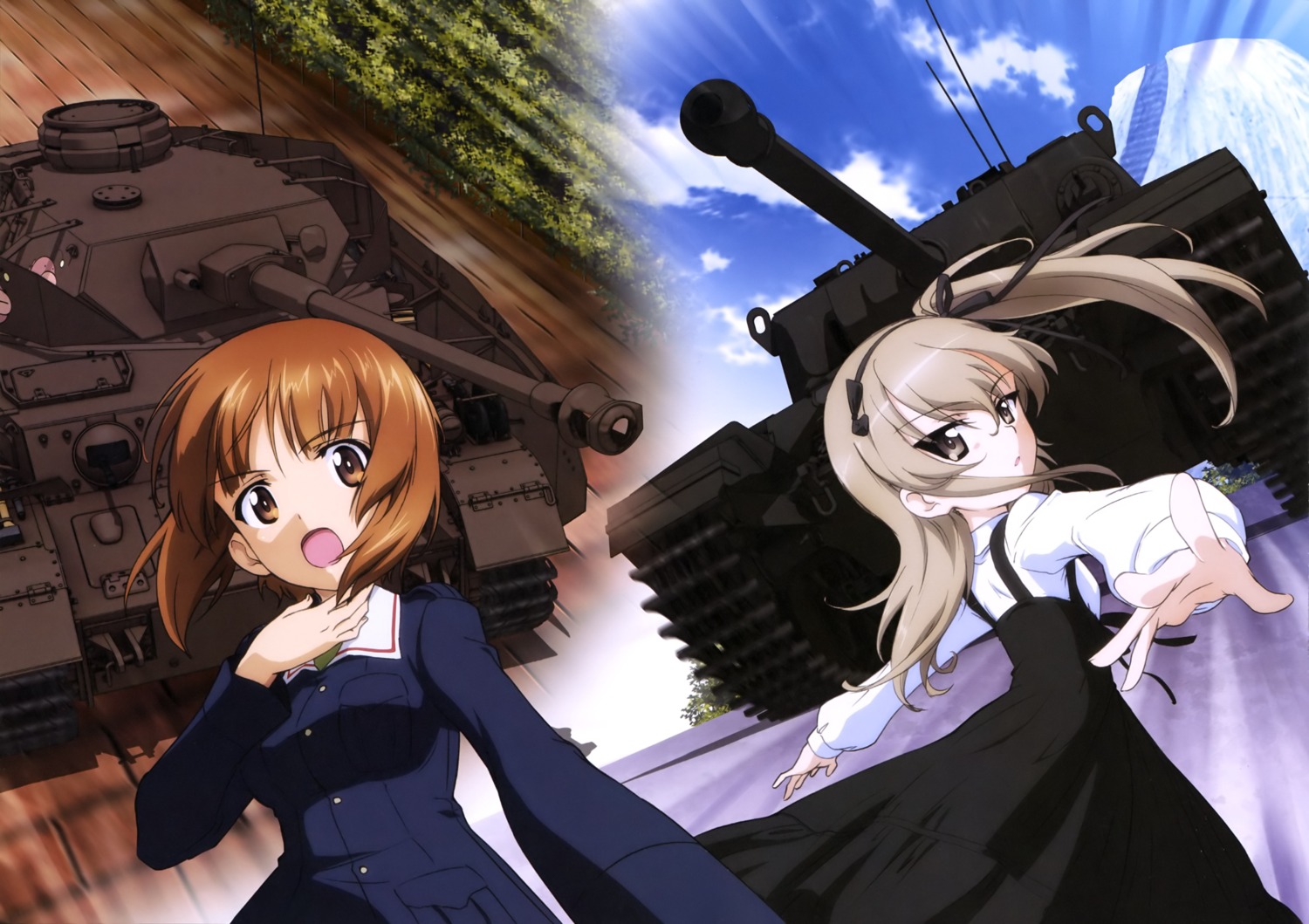 dress girls_und_panzer gothic_lolita lolita_fashion nishizumi_miho shimada_arisu uniform