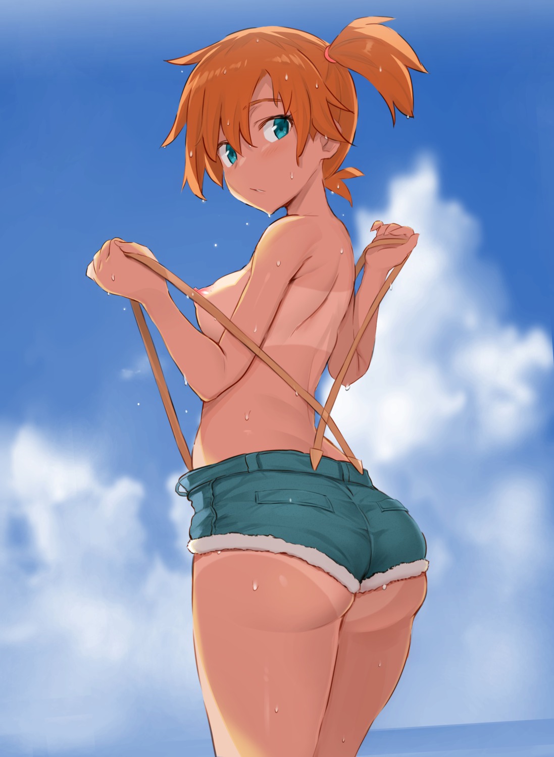 ass kasumi_(pokemon) nipples noripachi pokemon pokemon_frlg pokemon_rgby tan_lines topless