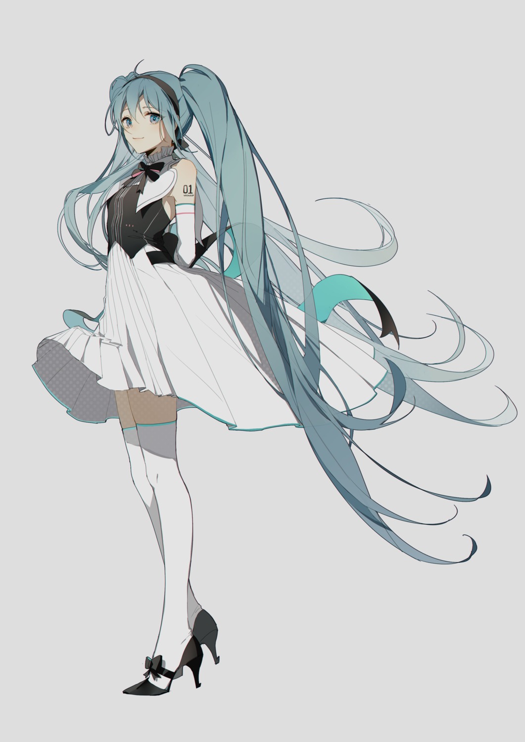 hatsune_miku hatsune_miku_symphony heels tattoo thighhighs vocaloid zhibuji_loom