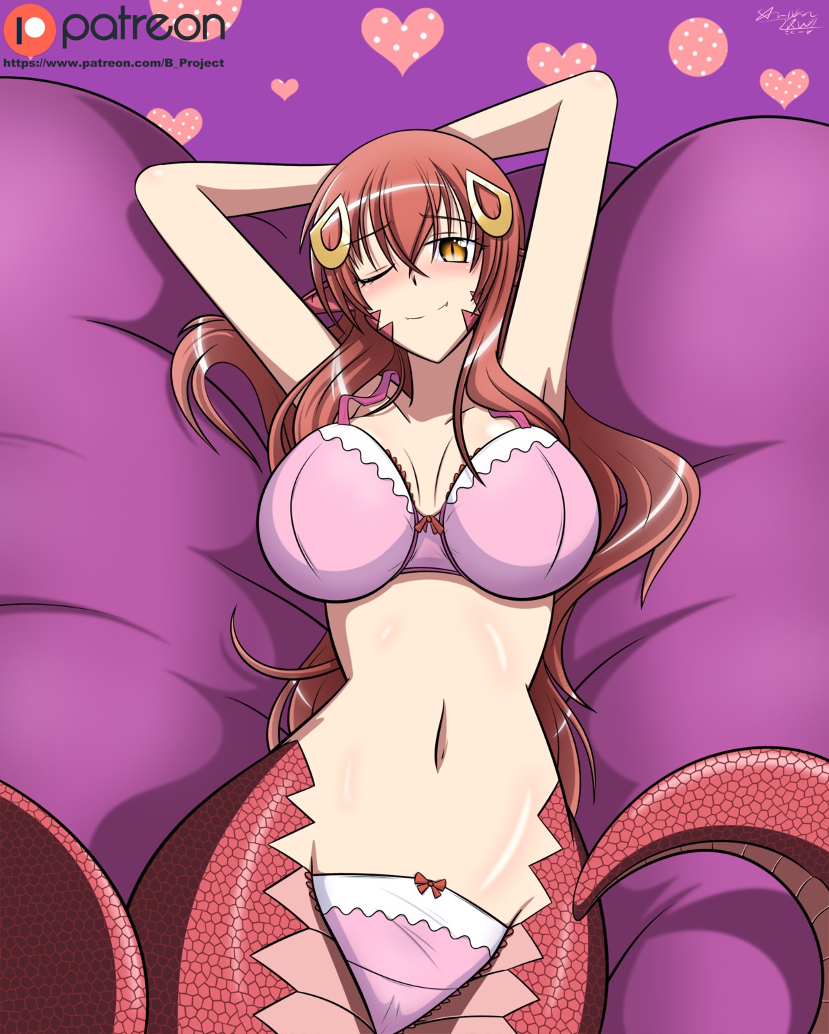 bra cameltoe cleavage luna_xd miia_(monster_musume) monster_girl monster_musume_no_iru_nichijou pantsu pointy_ears tail