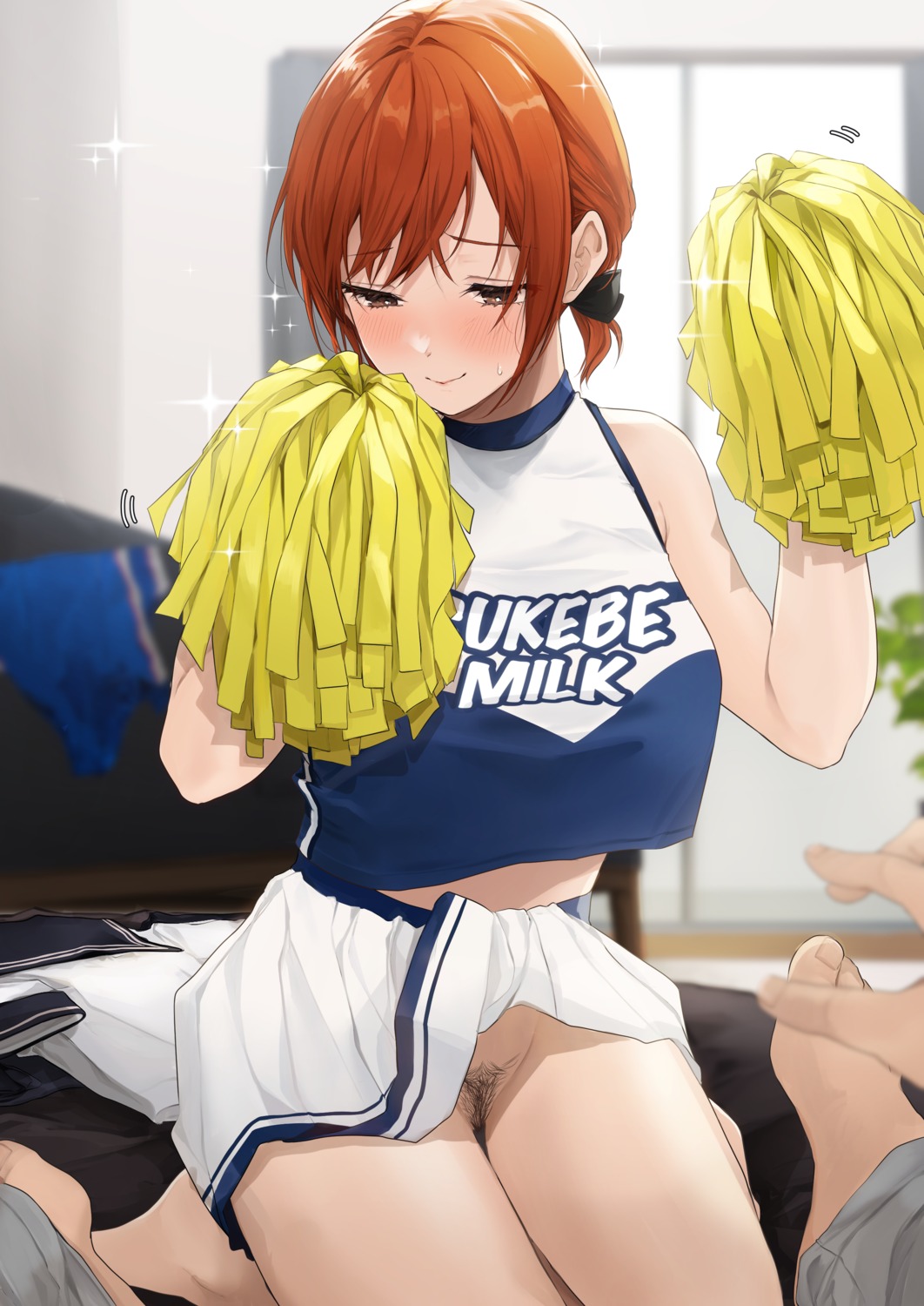 akito_(d30n26) cheerleader nopan pubic_hair skirt_lift
