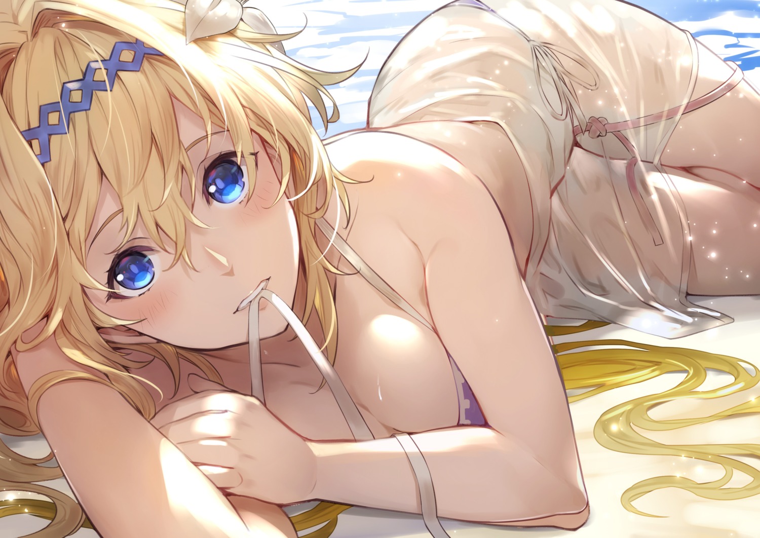 bikini cleavage granblue_fantasy jeanne_d'arc jeanne_d'arc_(granblue_fantasy) kakage see_through swimsuits