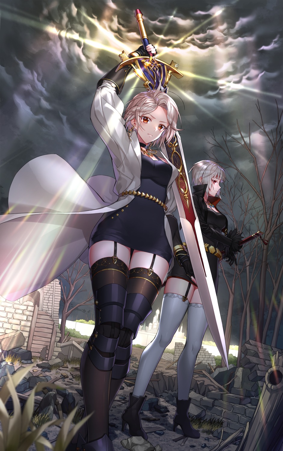 dress dungeon_fighter heels milcona stockings sword thighhighs