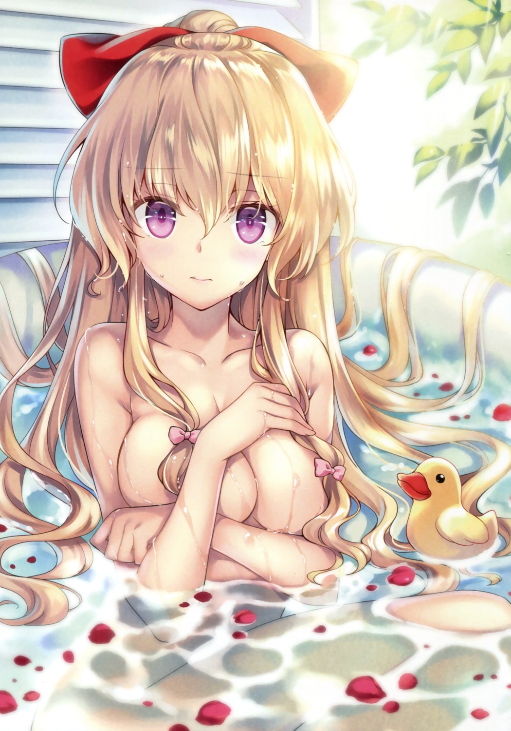 bathing breast_hold esumi_kanata kanojo_wa_totemo_tokeyasui naked rei wet