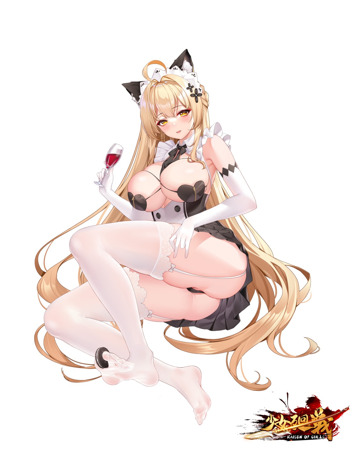 animal_ears no_bra pantsu ruanruan_rakki stockings thighhighs thong