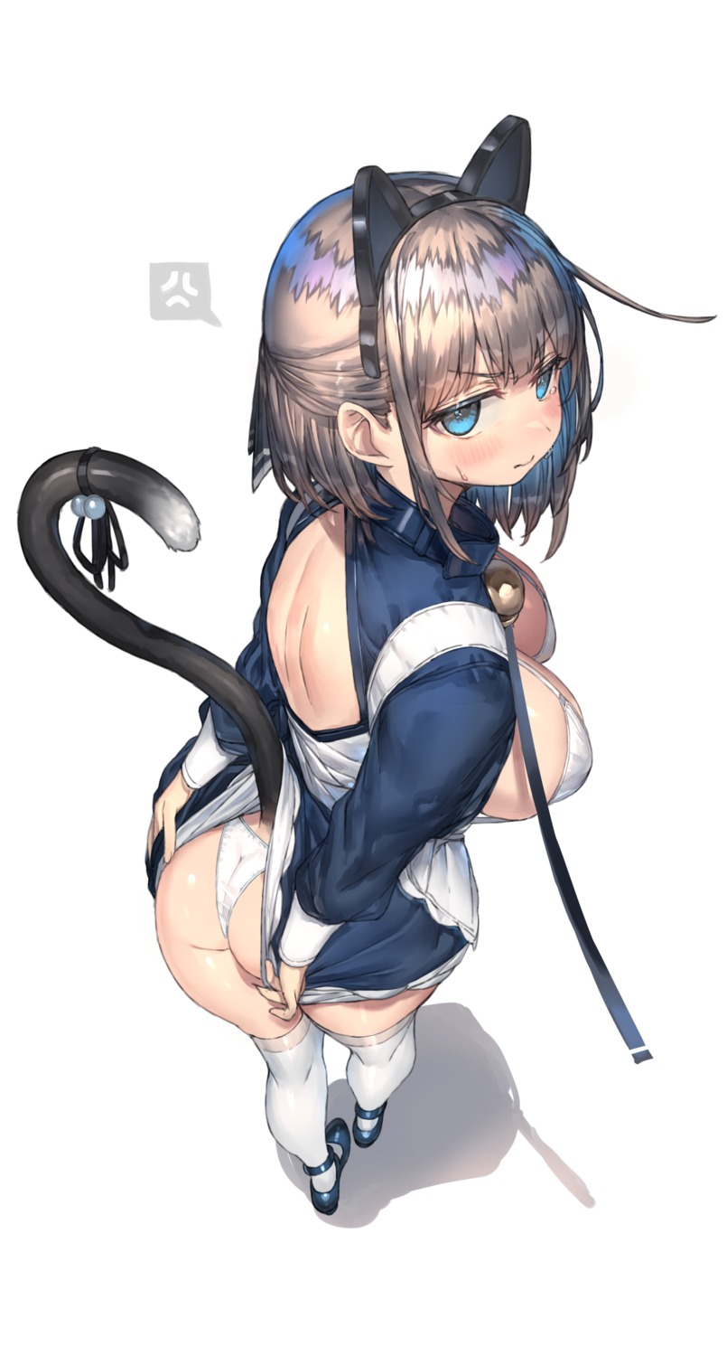 animal_ears ass bra nekomimi pantsu ranf skirt_lift tail thighhighs thong