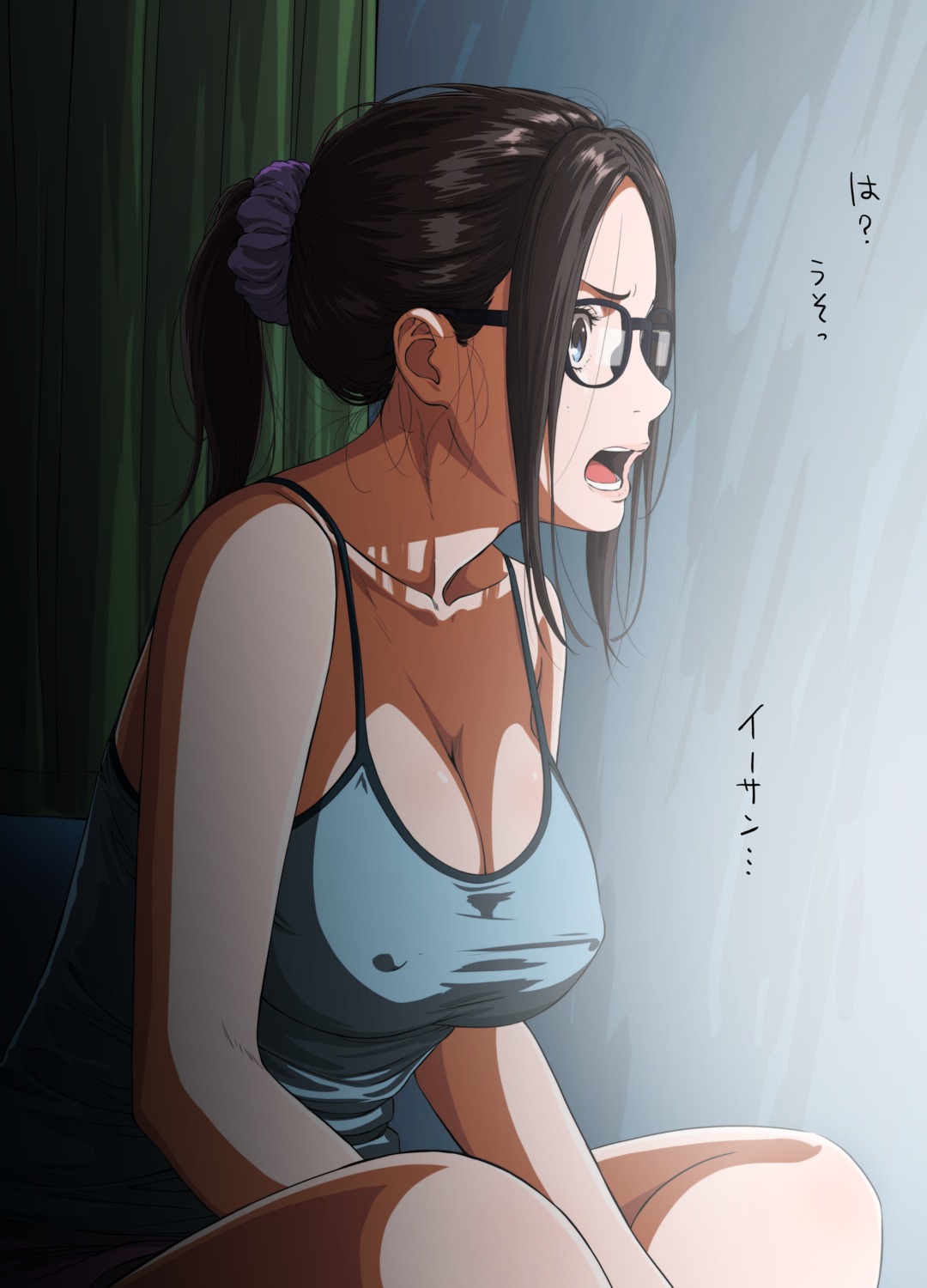 cleavage erect_nipples kakitama megane no_bra