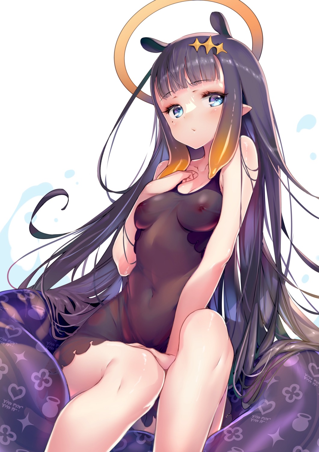 angel animal_ears hololive hololive_english hong_(white_spider) ninomae_ina'nis nipples pointy_ears see_through swimsuits tentacles