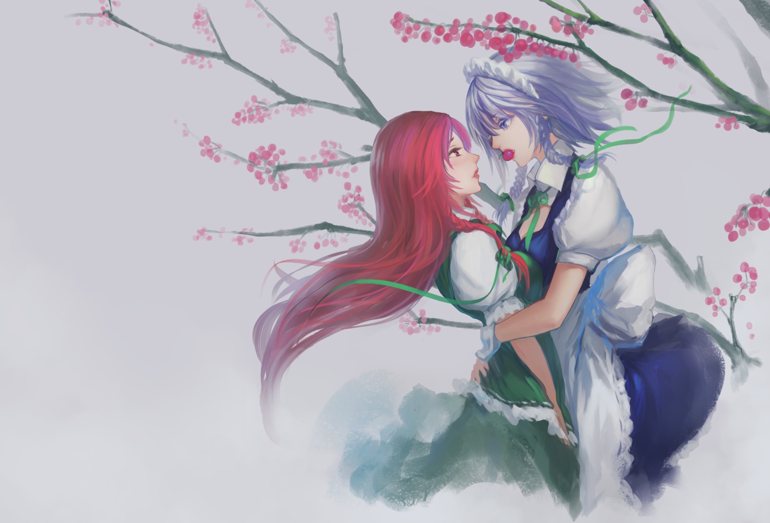 hong_meiling izayoi_sakuya symmetrical_docking touhou youyi_(jiam009) yuri