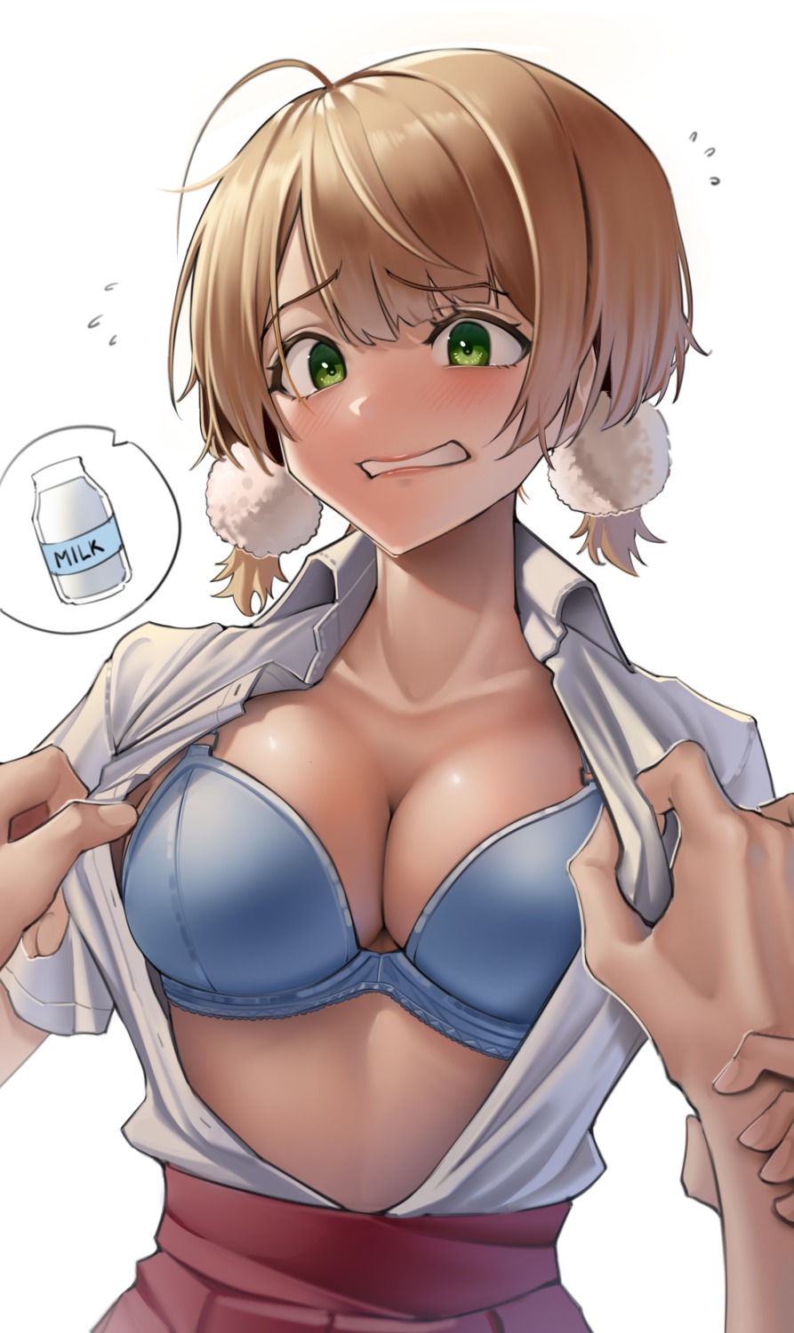 bra harris_hero indie_virtual_youtuber open_shirt seifuku shigure_ui_(vtuber) undressing