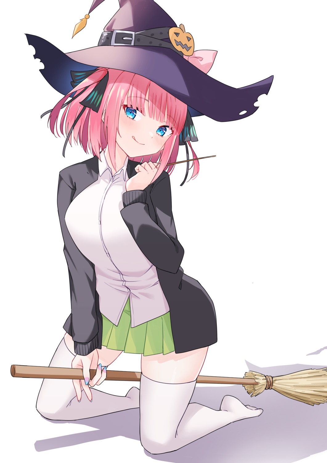 5-toubun_no_hanayome halloween nakano_nino profnote seifuku sweater thighhighs weapon witch