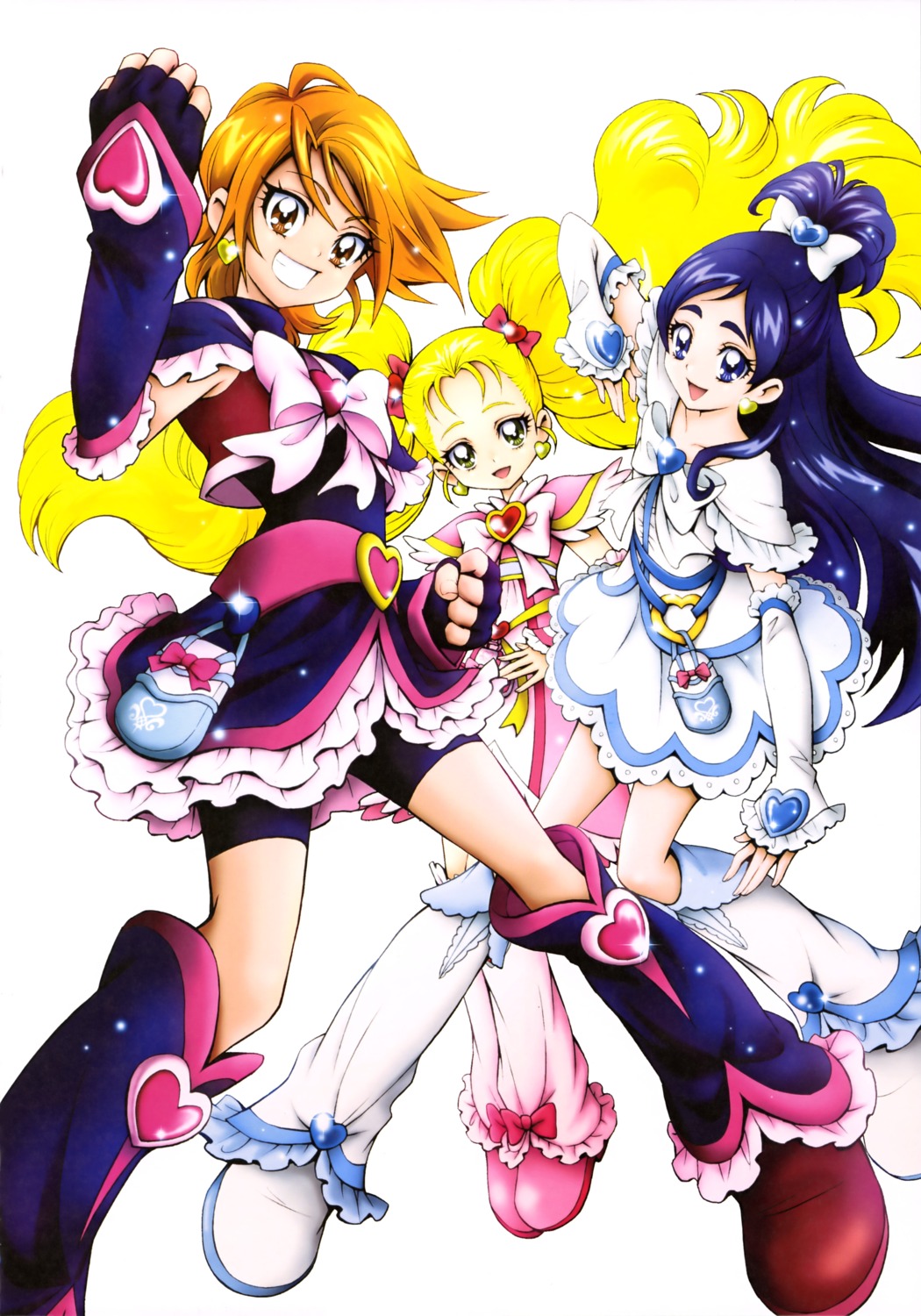bike_shorts dress futari_wa_precure kamikita_futago kujou_hikari misumi_nagisa precure yukishiro_honoka