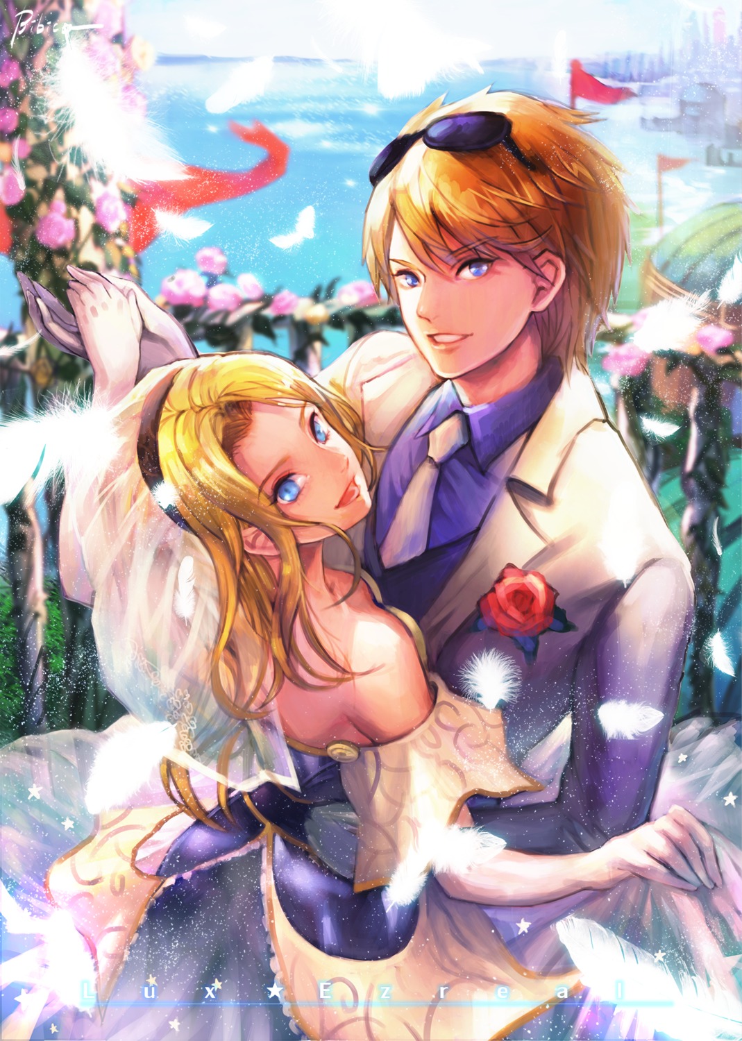 bibiko dress ezreal league_of_legends luxanna_crownguard megane wedding_dress