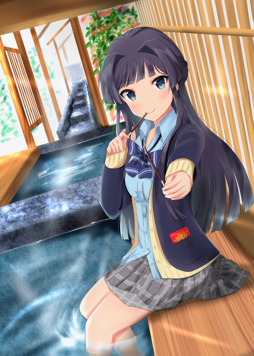 mogami_shizuka seifuku so_korokoro sweater the_idolm@ster the_idolm@ster_million_live! wet