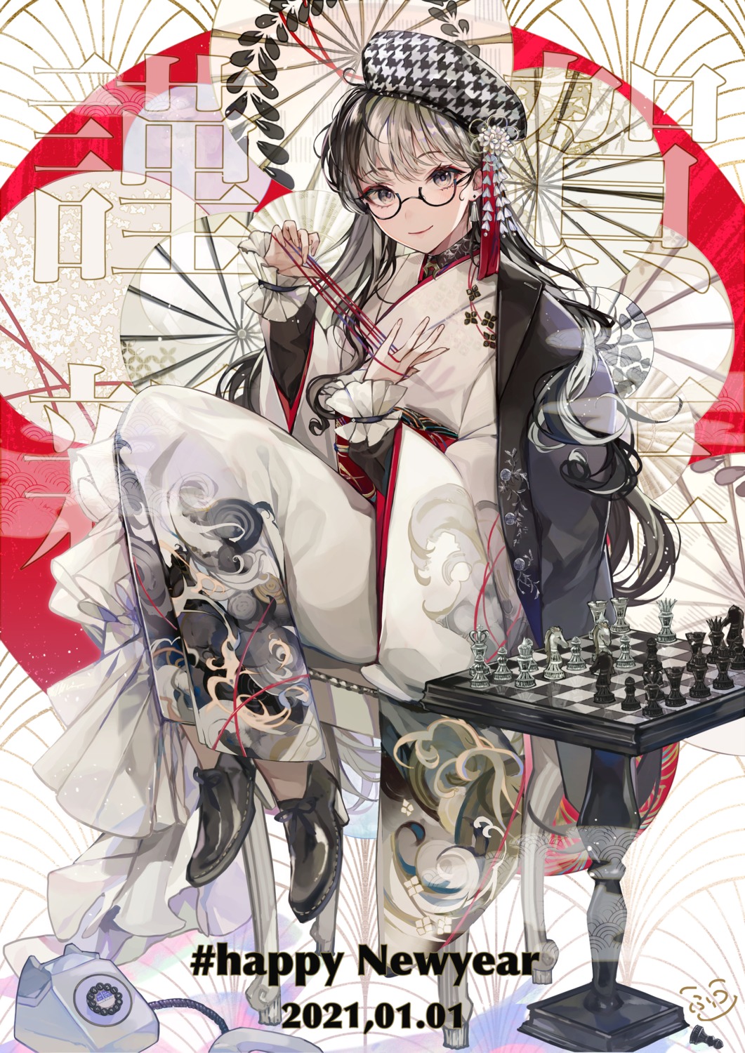 heels hutuu_(1121) kimono megane