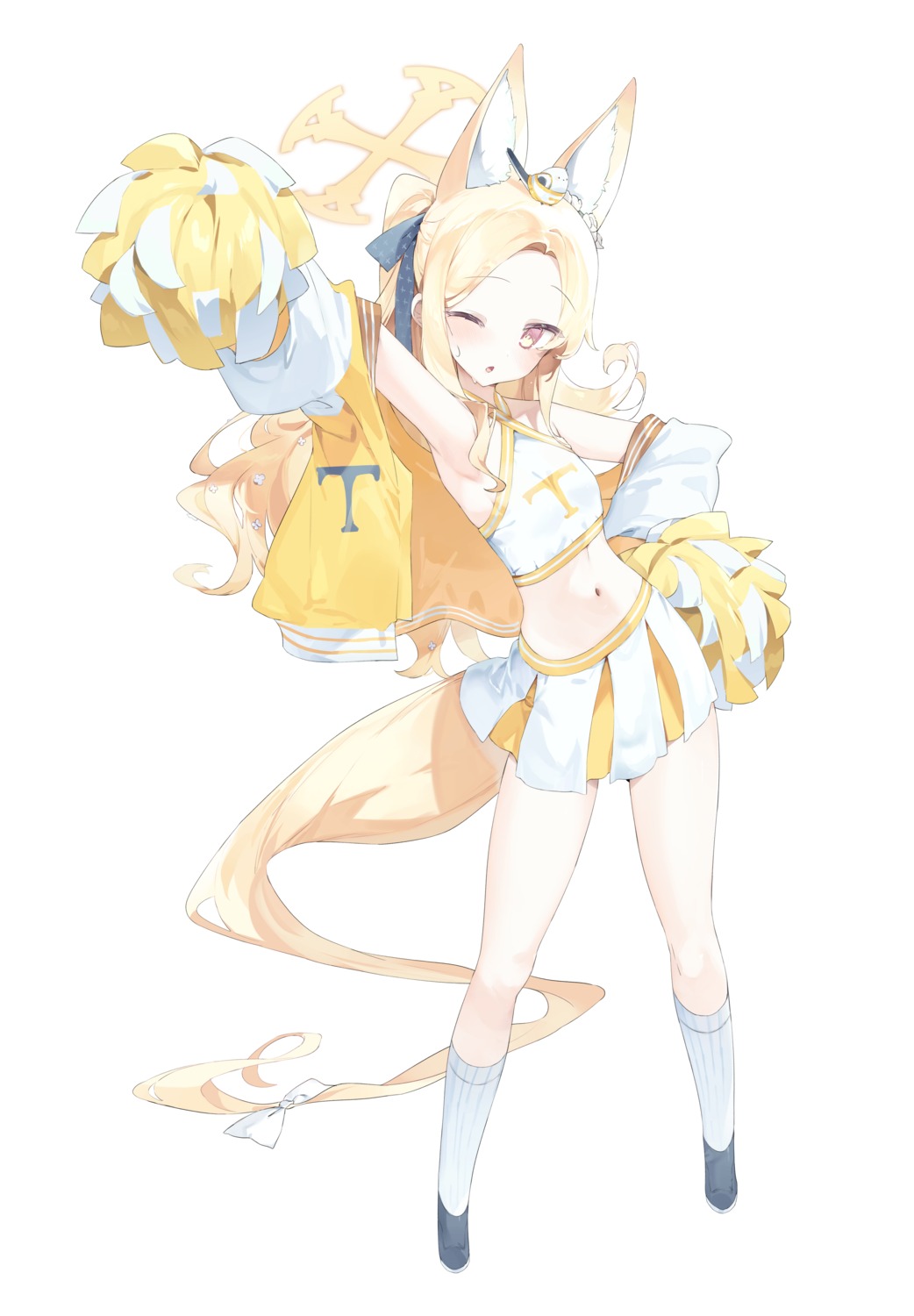 animal_ears blue_archive cheerleader halo meunhongcha tail yurizono_seia