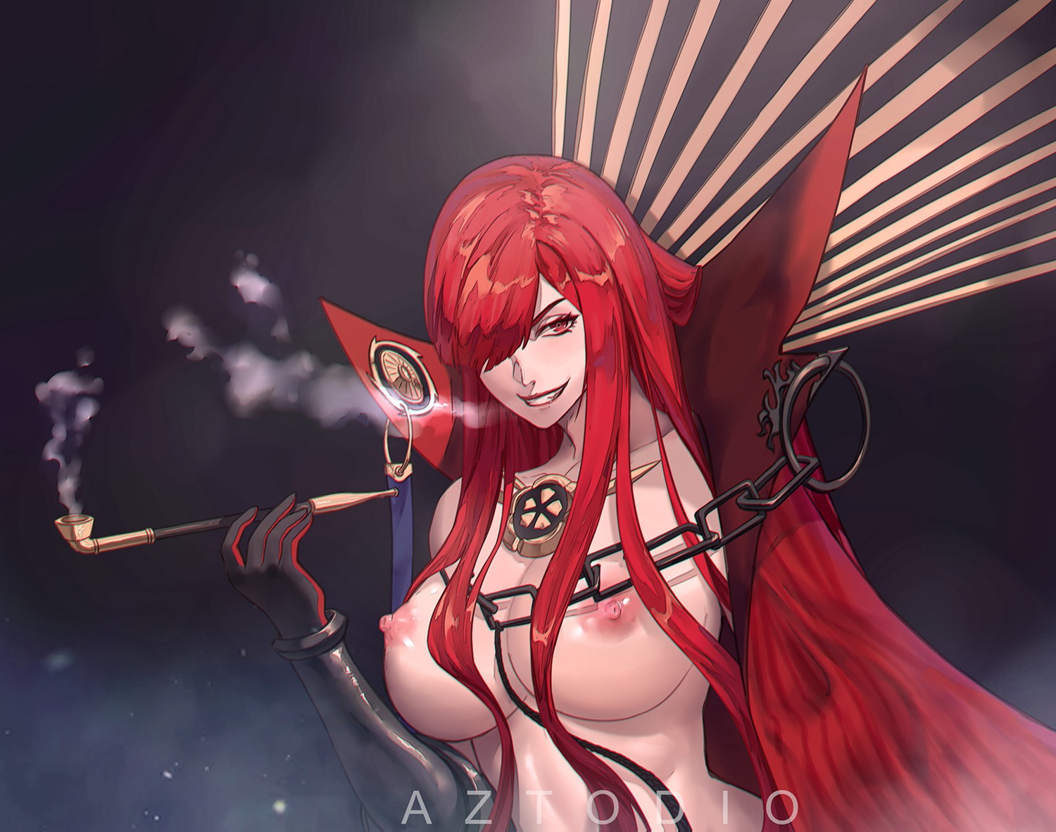 azto_dio demon_king_nobunaga fate/grand_order naked_cape nipples