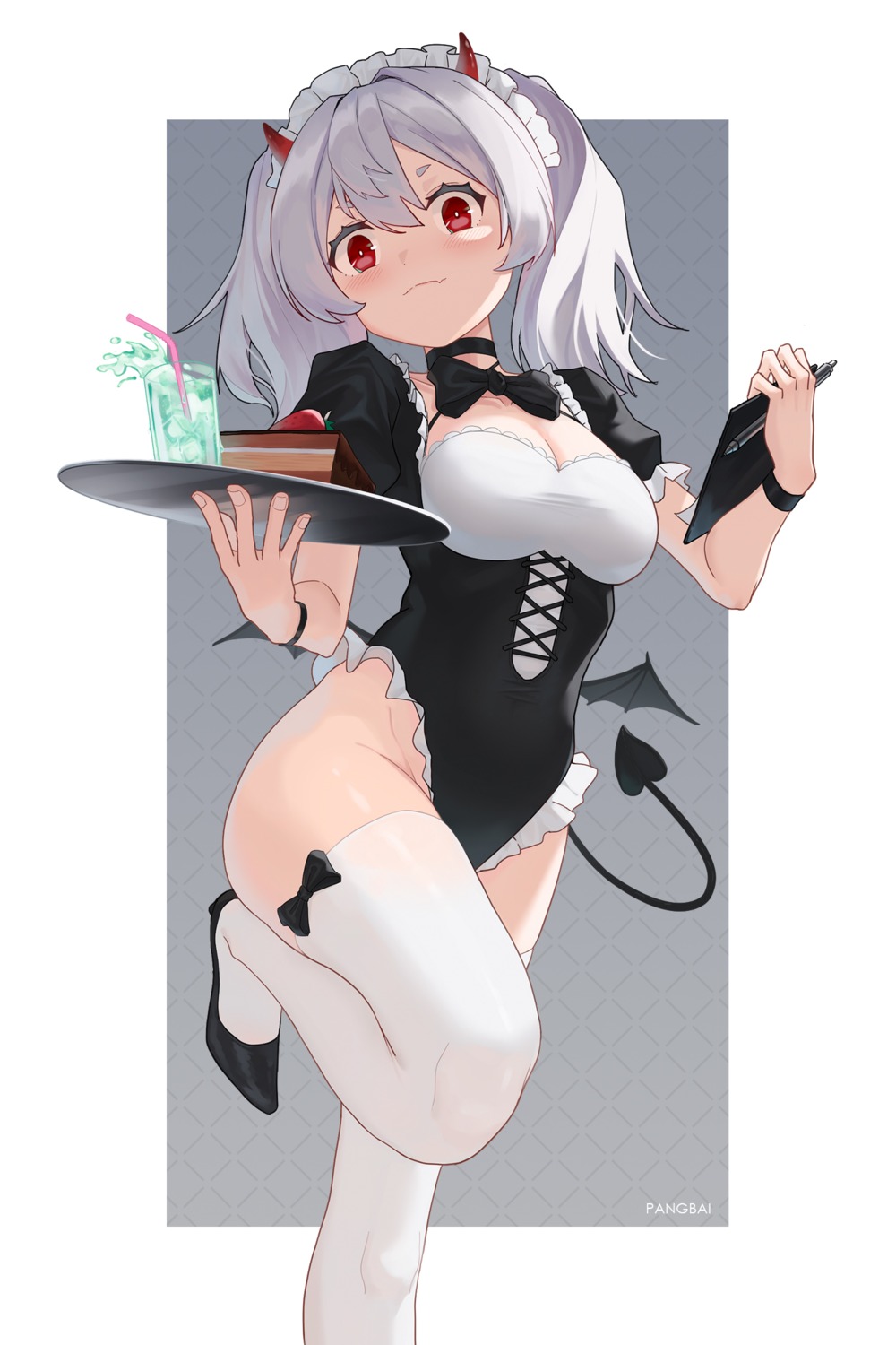 cleavage heels horns leotard maid pangbai_666 tail thighhighs waitress wings