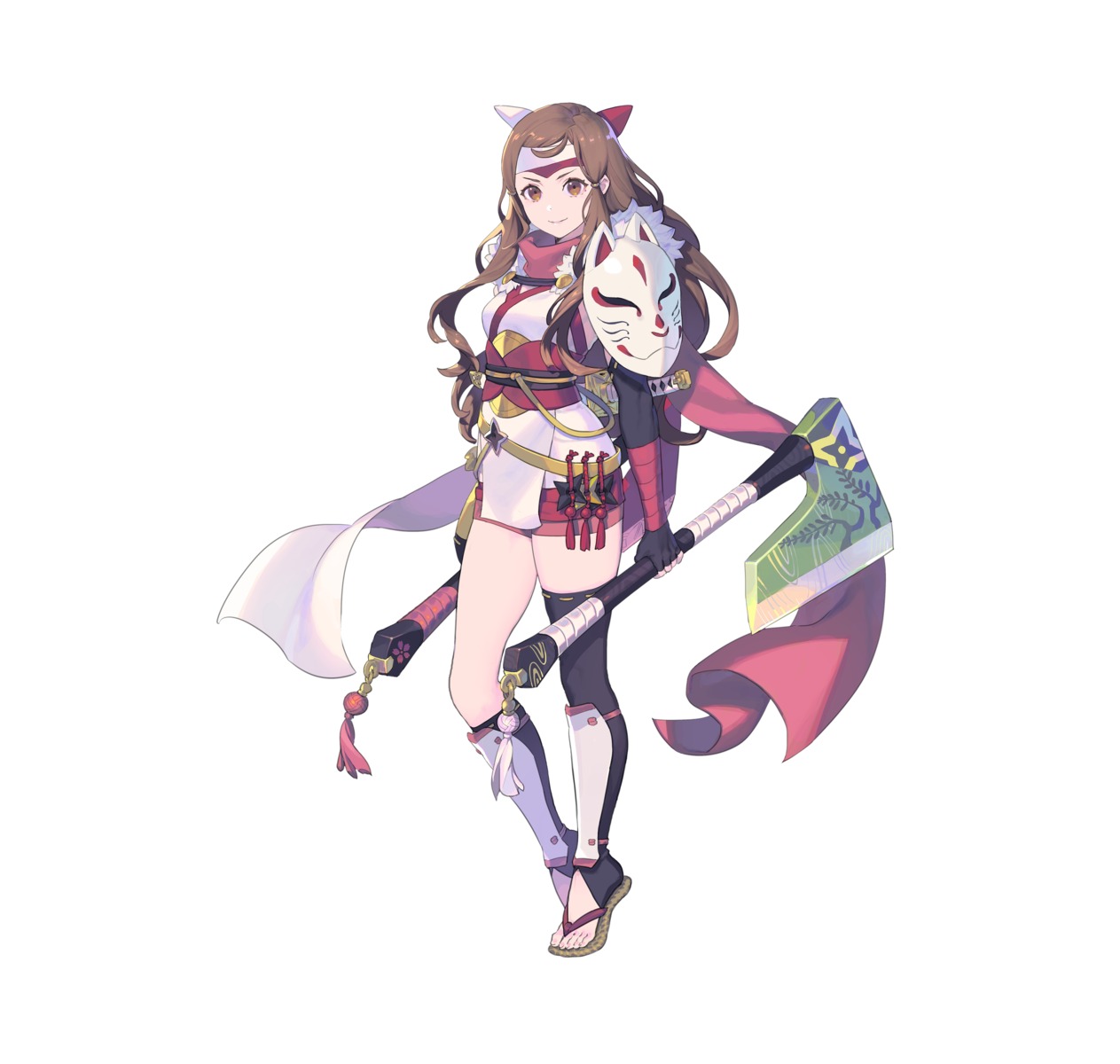 armor enkyo_yuuichirou fire_emblem fire_emblem_heroes fire_emblem_if hana_(fire_emblem) japanese_clothes ninja nintendo thighhighs weapon