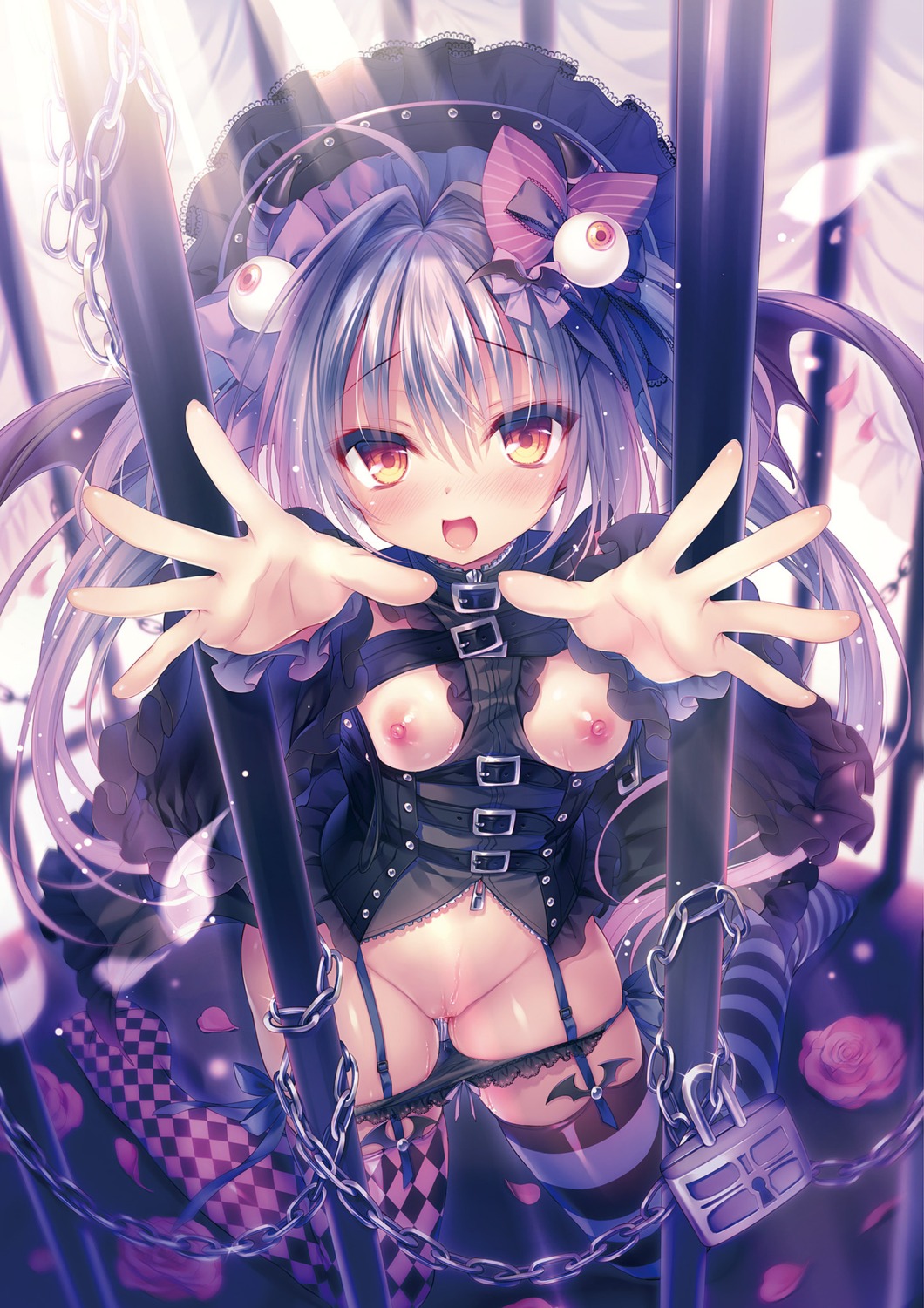 breasts garter medama_(rubi-sama) nipples panty_pull pussy pussy_juice rubi-sama thighhighs