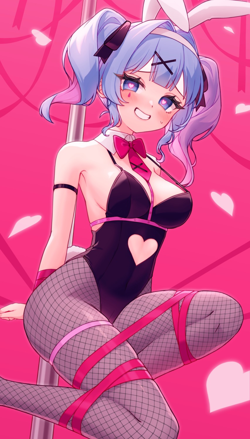 akagi_meito animal_ears bondage bunny_ears bunny_girl fishnets garter hatsune_miku no_bra pantyhose rabbit_hole_(vocaloid) tail tattoo vocaloid