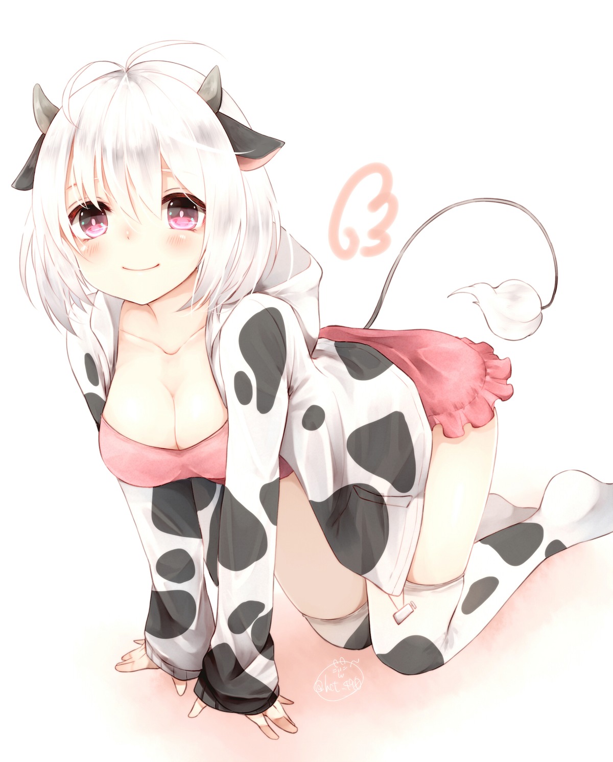 animal_ears chita_(ketchup) cleavage horns tail thighhighs