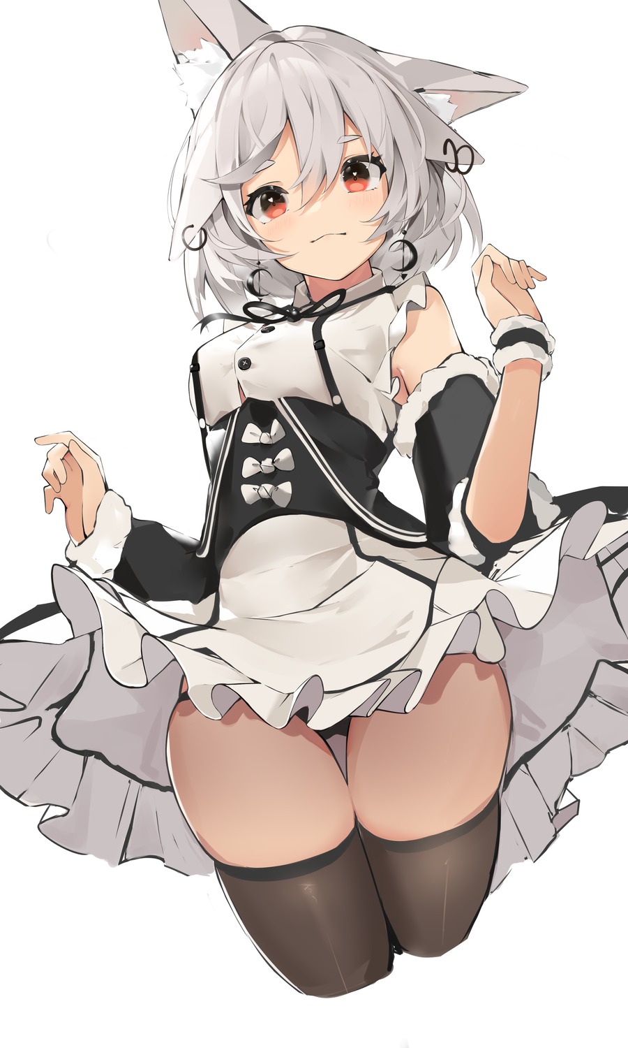 animal_ears dleung maid pantsu skirt_lift thighhighs