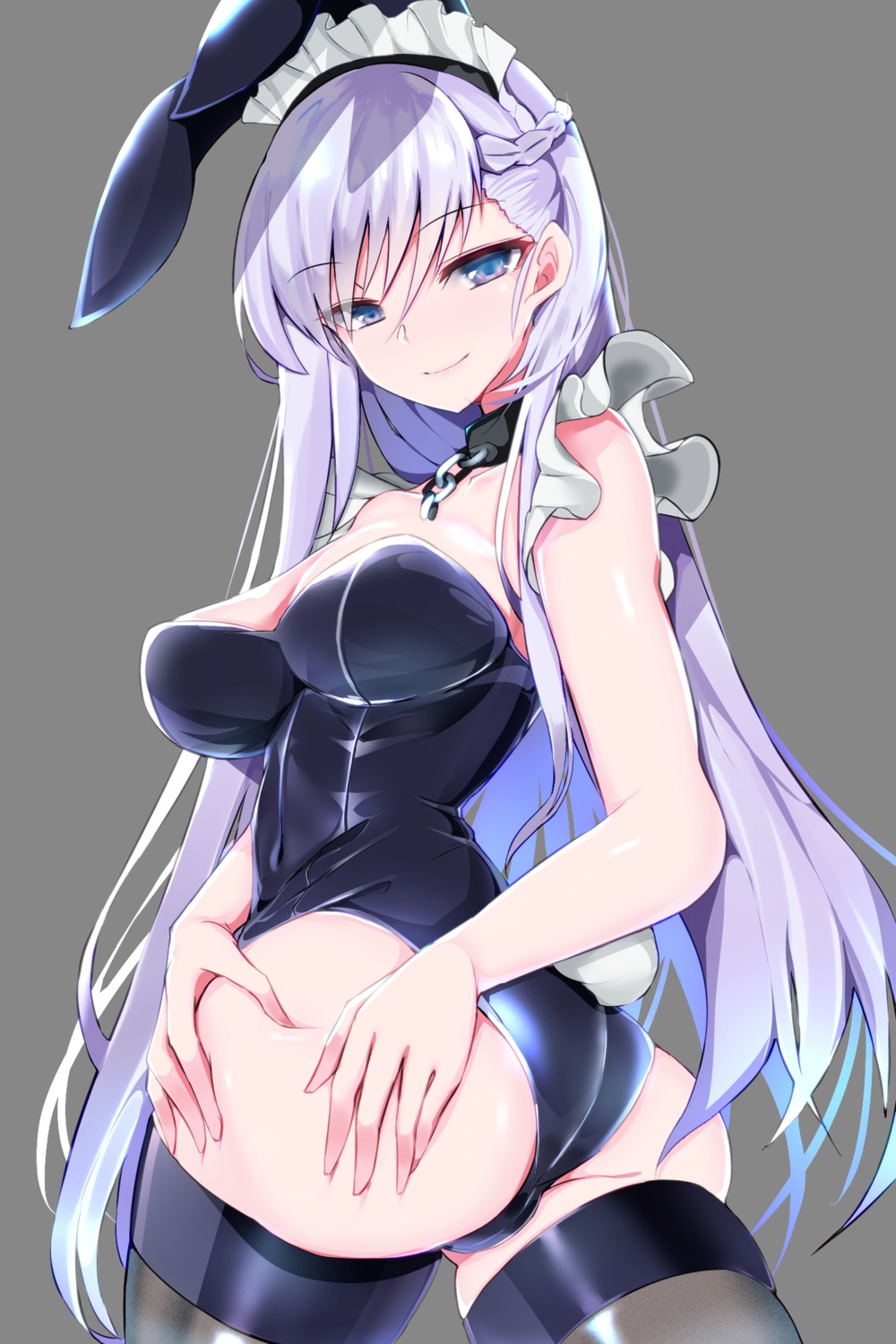 animal_ears ass azur_lane belfast_(azur_lane) bunny_ears bunny_girl cleavage maid oputon tail thighhighs