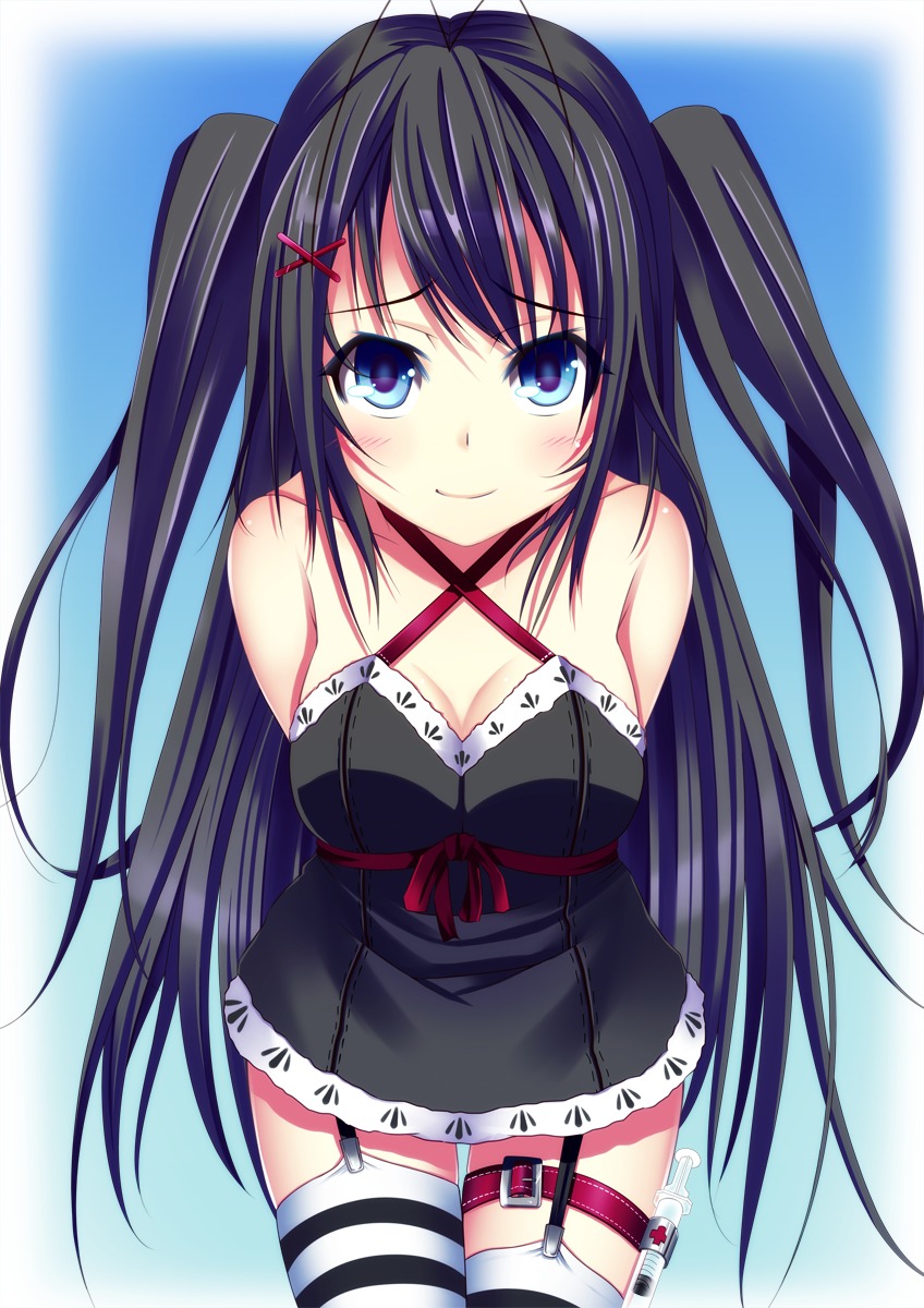 cleavage garter kazane_kirito stockings thighhighs