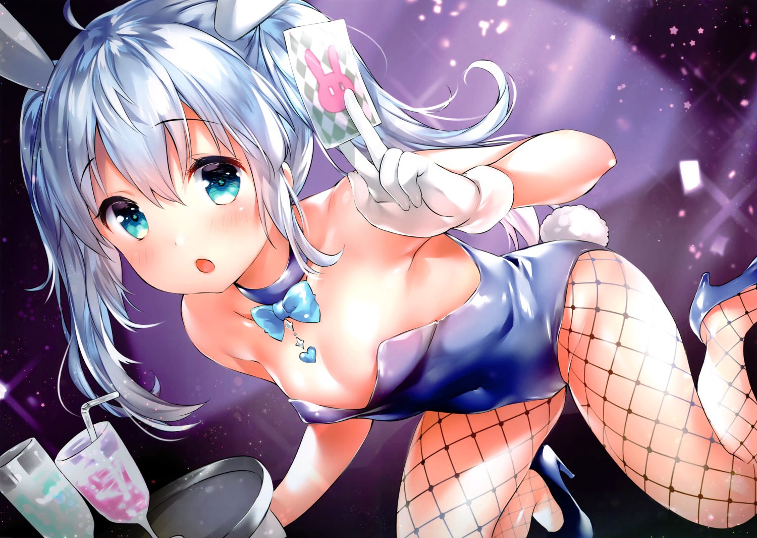 animal_ears bunny_ears bunny_girl chiyingzai fishnets gochuumon_wa_usagi_desu_ka? heels kafuu_chino loli tail yuukai_kinshi