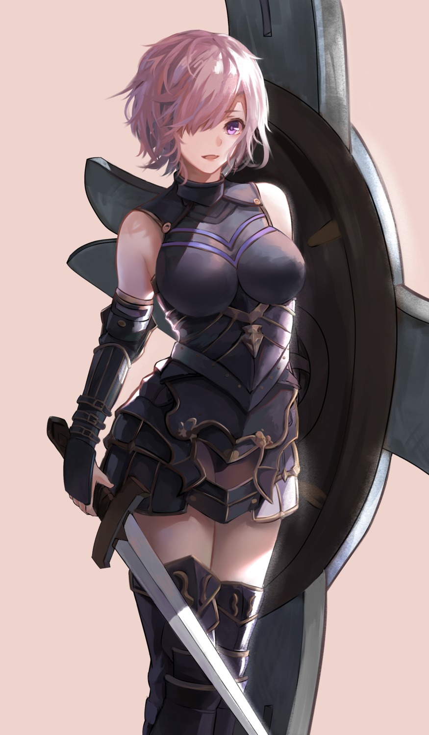 armor fate/grand_order mash_kyrielight milu sword thighhighs