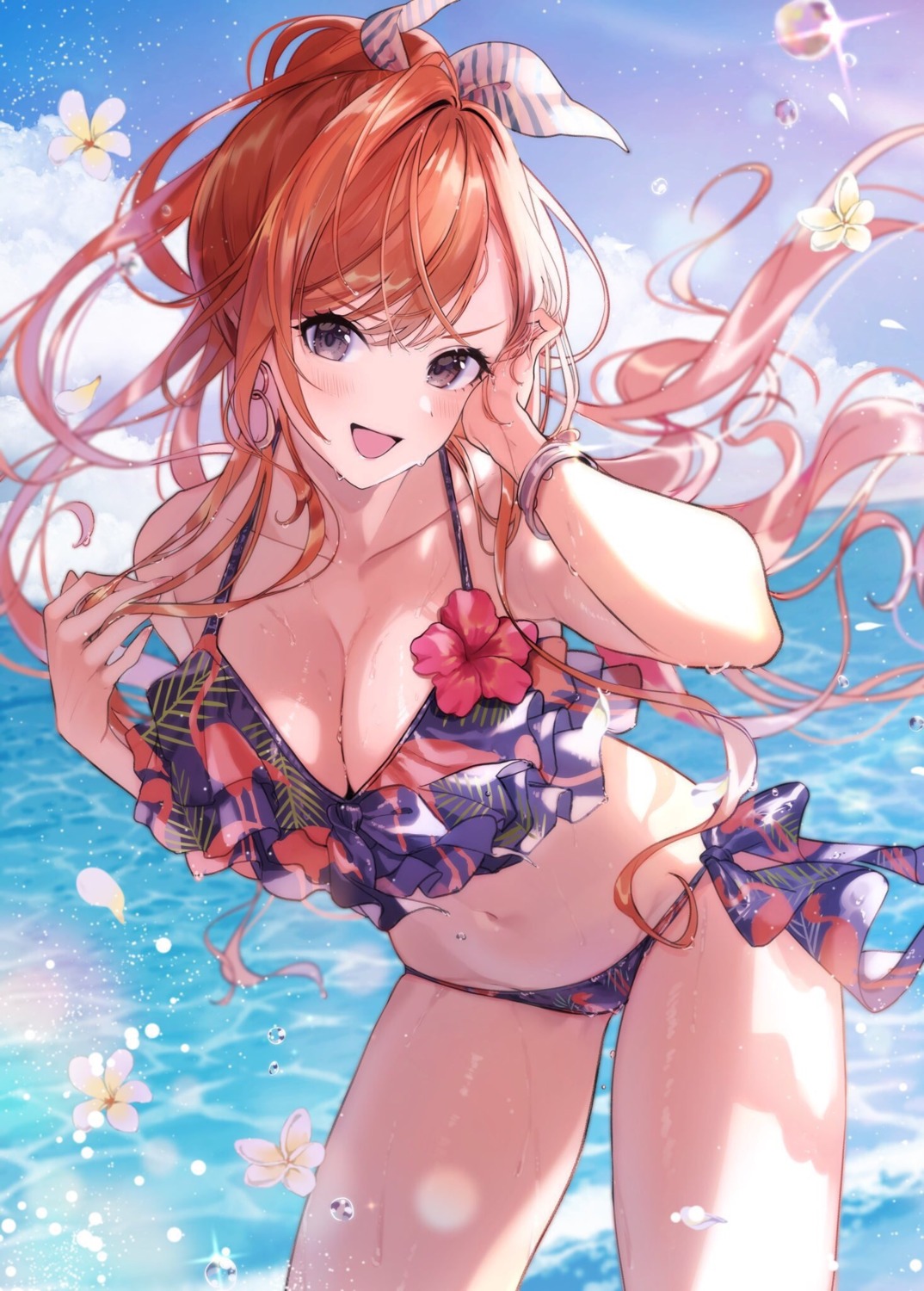 arisugawa_natsuha bikini cleavage magako swimsuits the_idolm@ster the_idolm@ster_shiny_colors wet wet_clothes