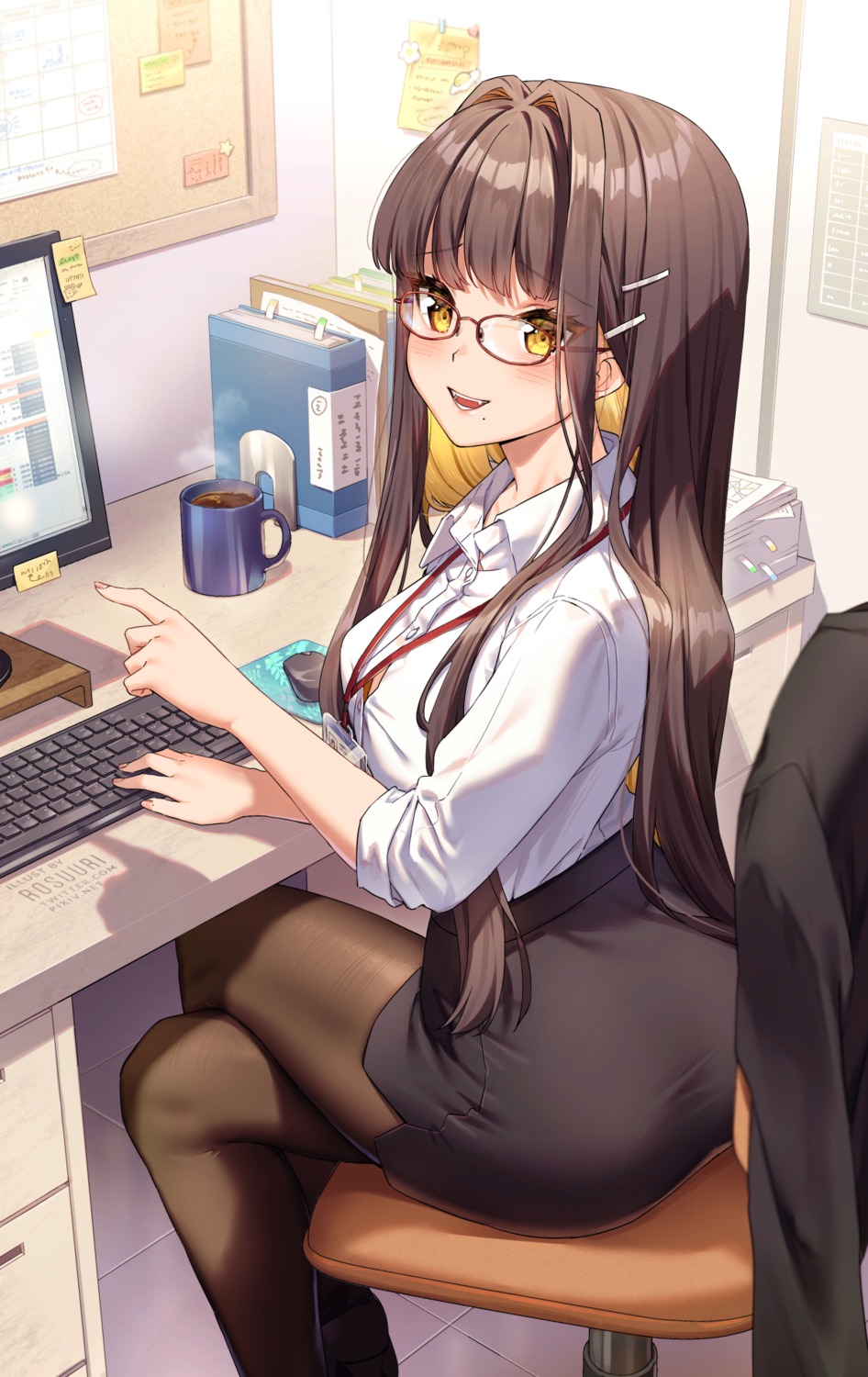 ass business_suit megane pantyhose rosuuri