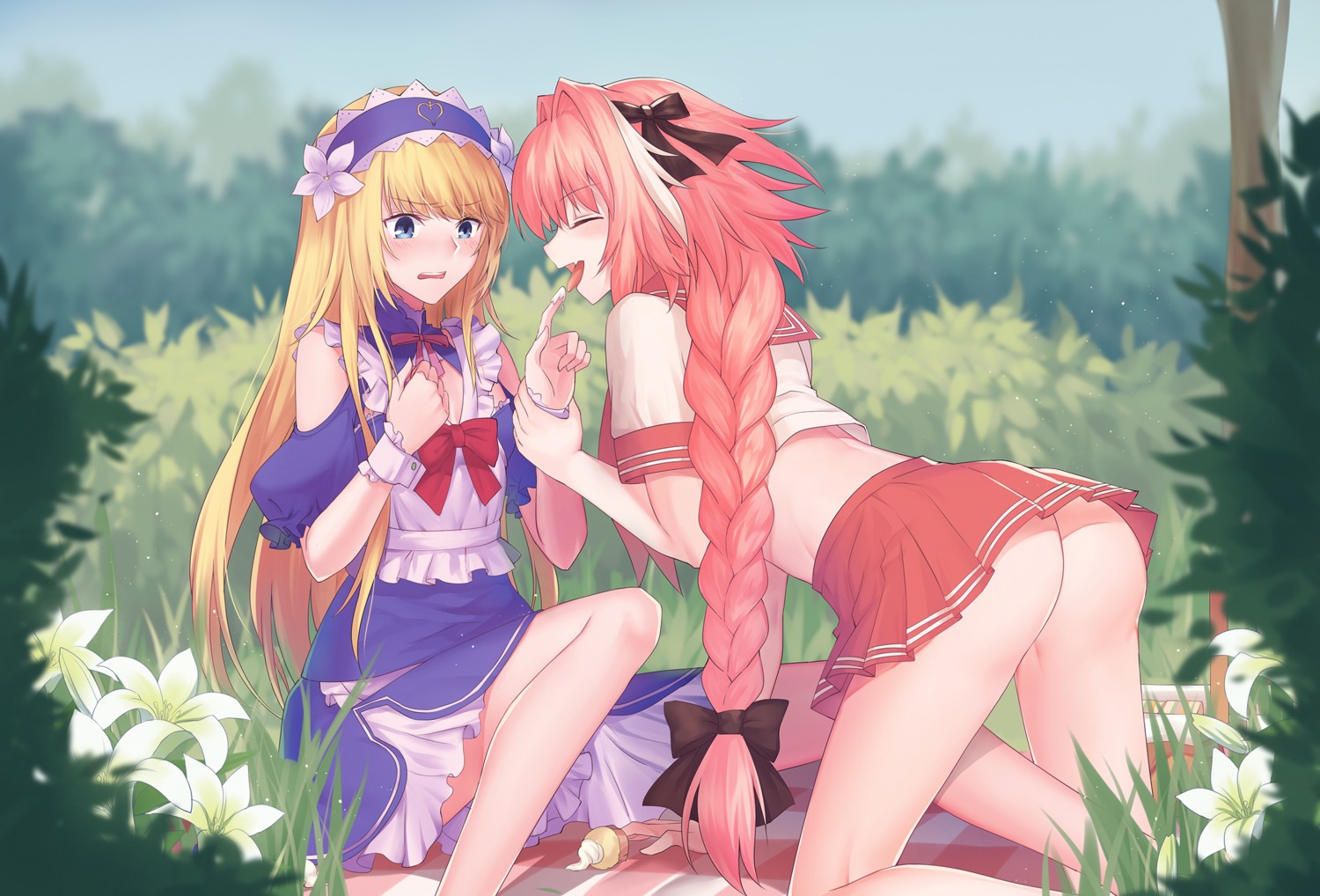 ass astolfo_(fate) chevalier_d'eon_(fate/grand_order) cream fate/grand_order gogatsu_fukuin nopan seifuku trap