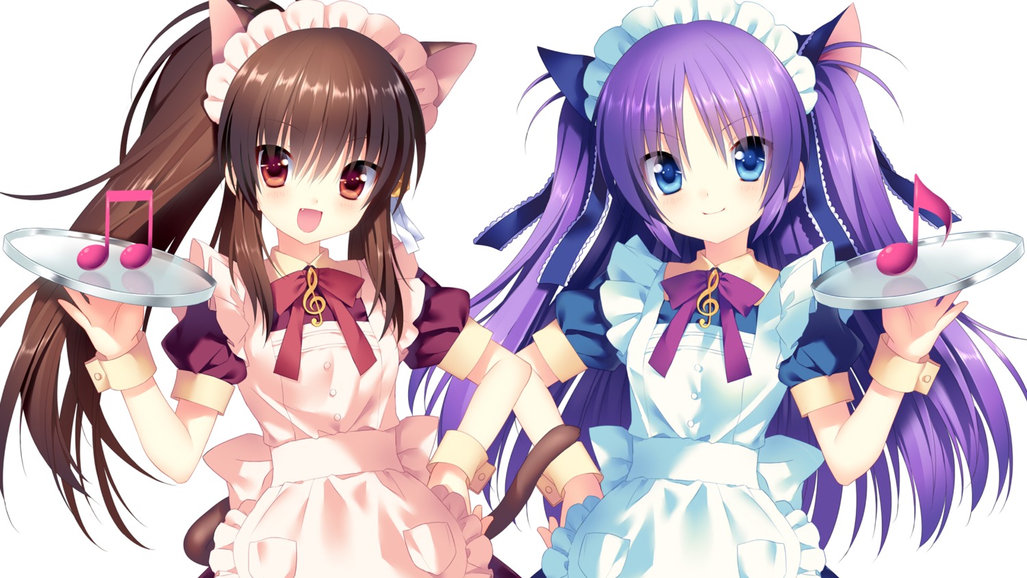 animal_ears little_busters! maid natsume_rin nekomimi sakura_neko sasasegawa_sasami tail waitress wallpaper