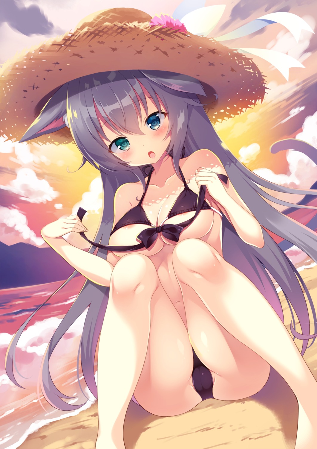 areola bikini cameltoe erect_nipples nanohana_kohina swimsuits wardrobe_malfunction