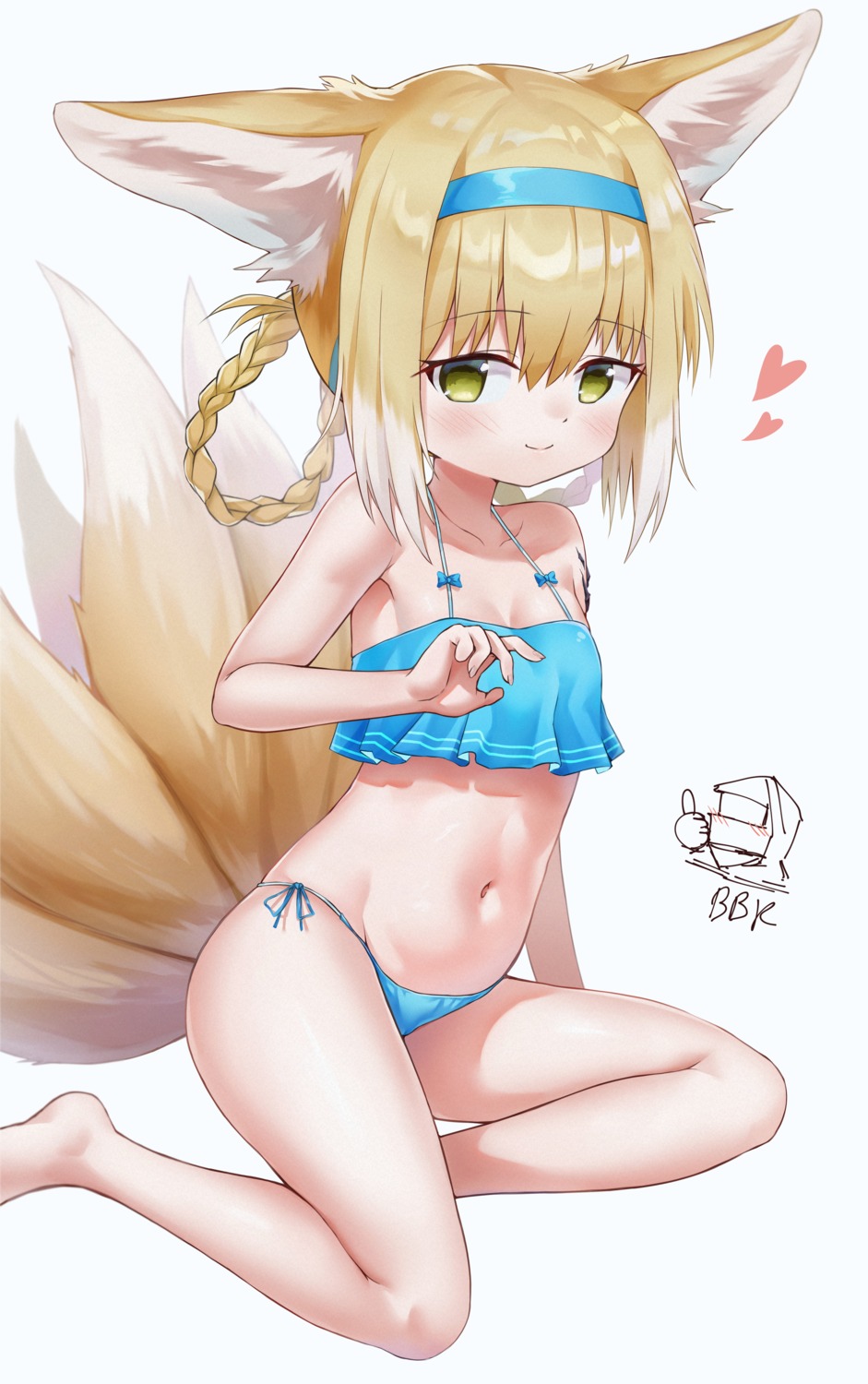 animal_ears arknights bbk bikini kitsune suzuran_(arknights) swimsuits tail