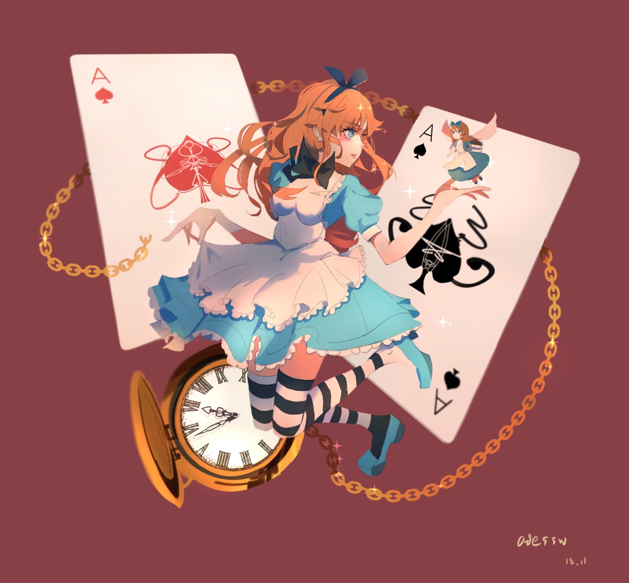 alice alice_in_wonderland dress heels oies thighhighs wings