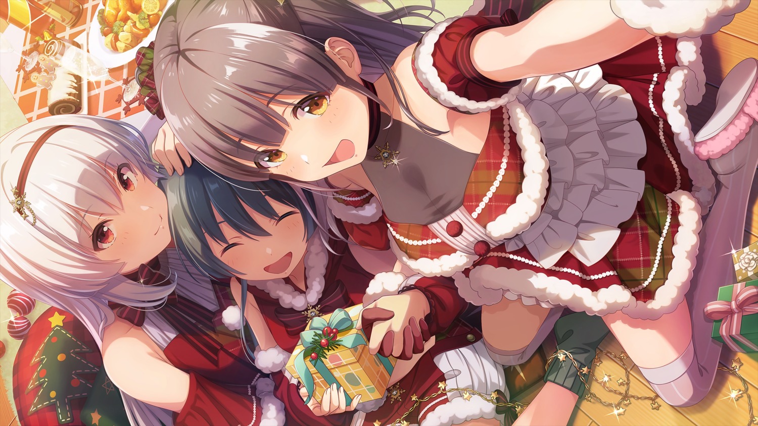 christmas idoly_pride okuyama_sumire selfie suzumura_yuu tagme tendou_rui thighhighs